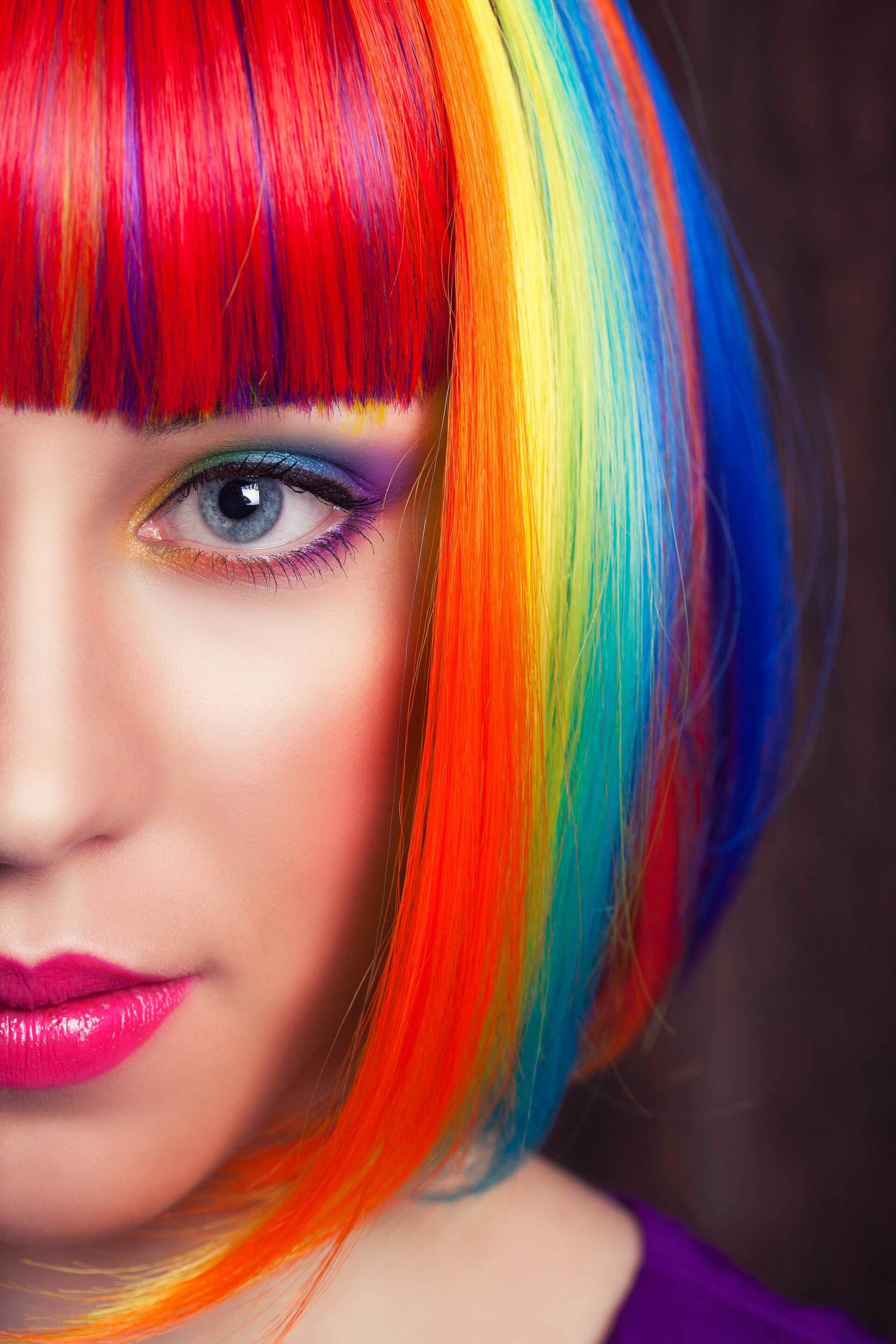 Pride: woman with a bob and red colourful hair