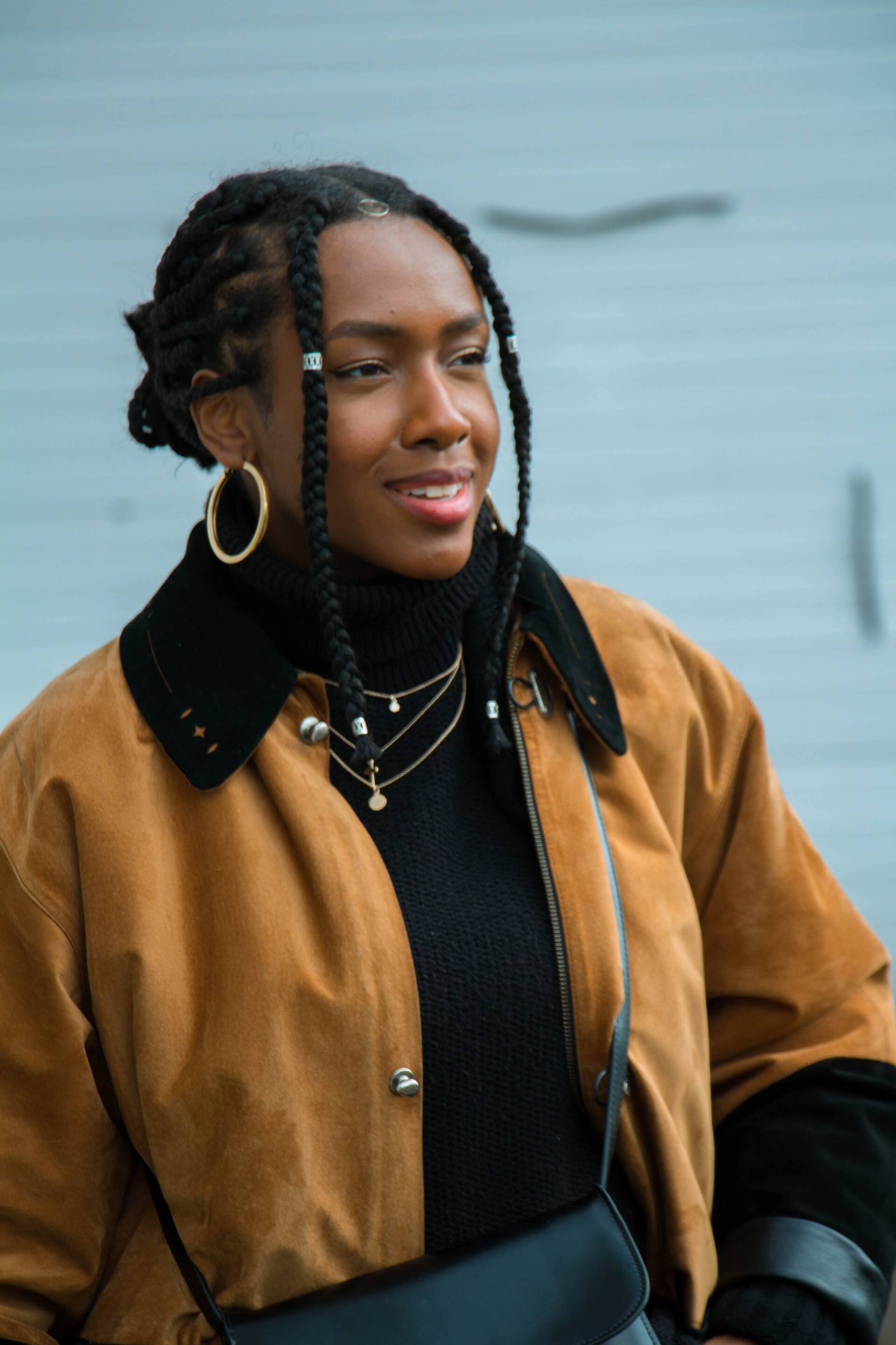 Woman with braids and hair accessories for Autumn