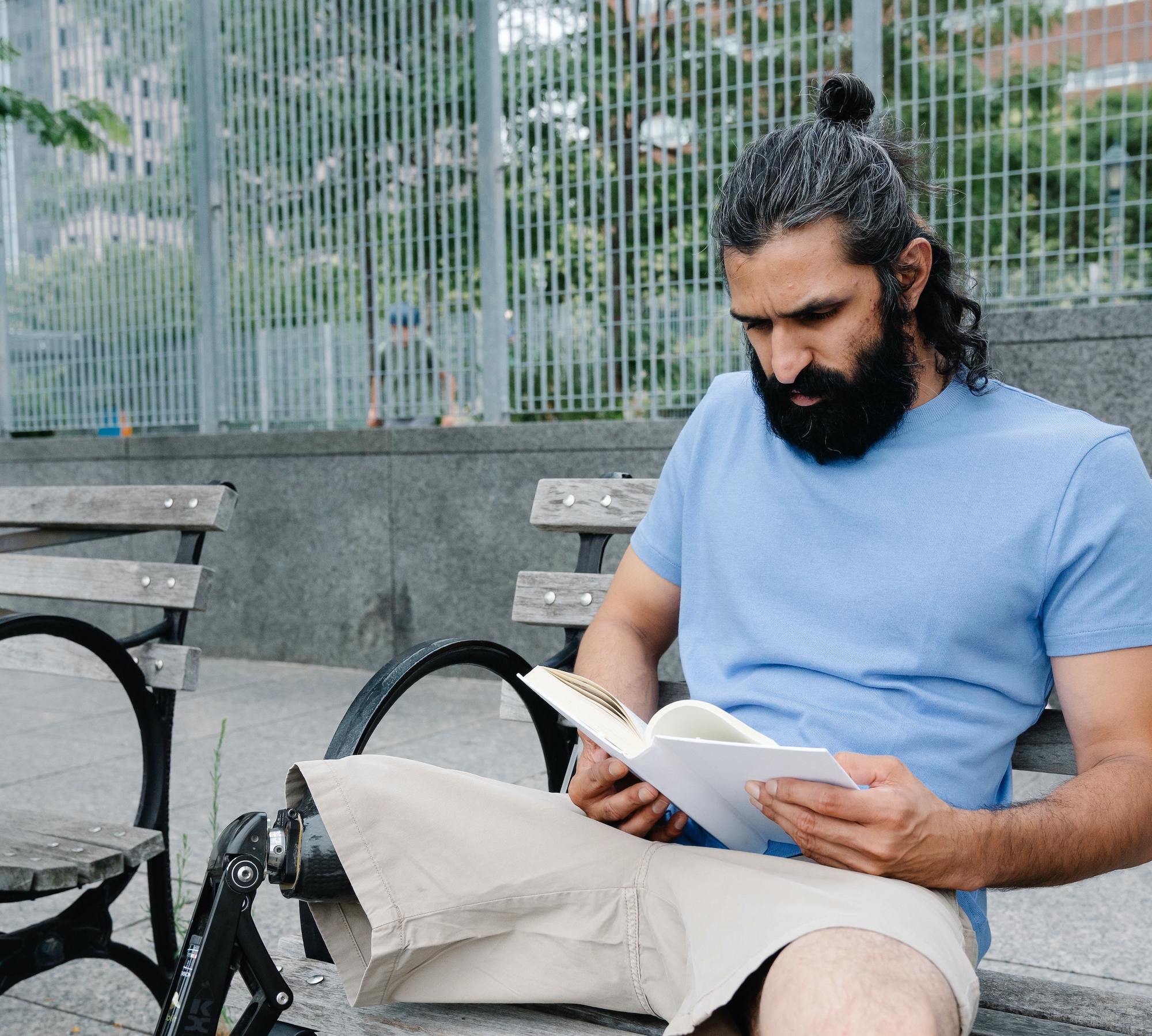 Man wearing a rugged man bun