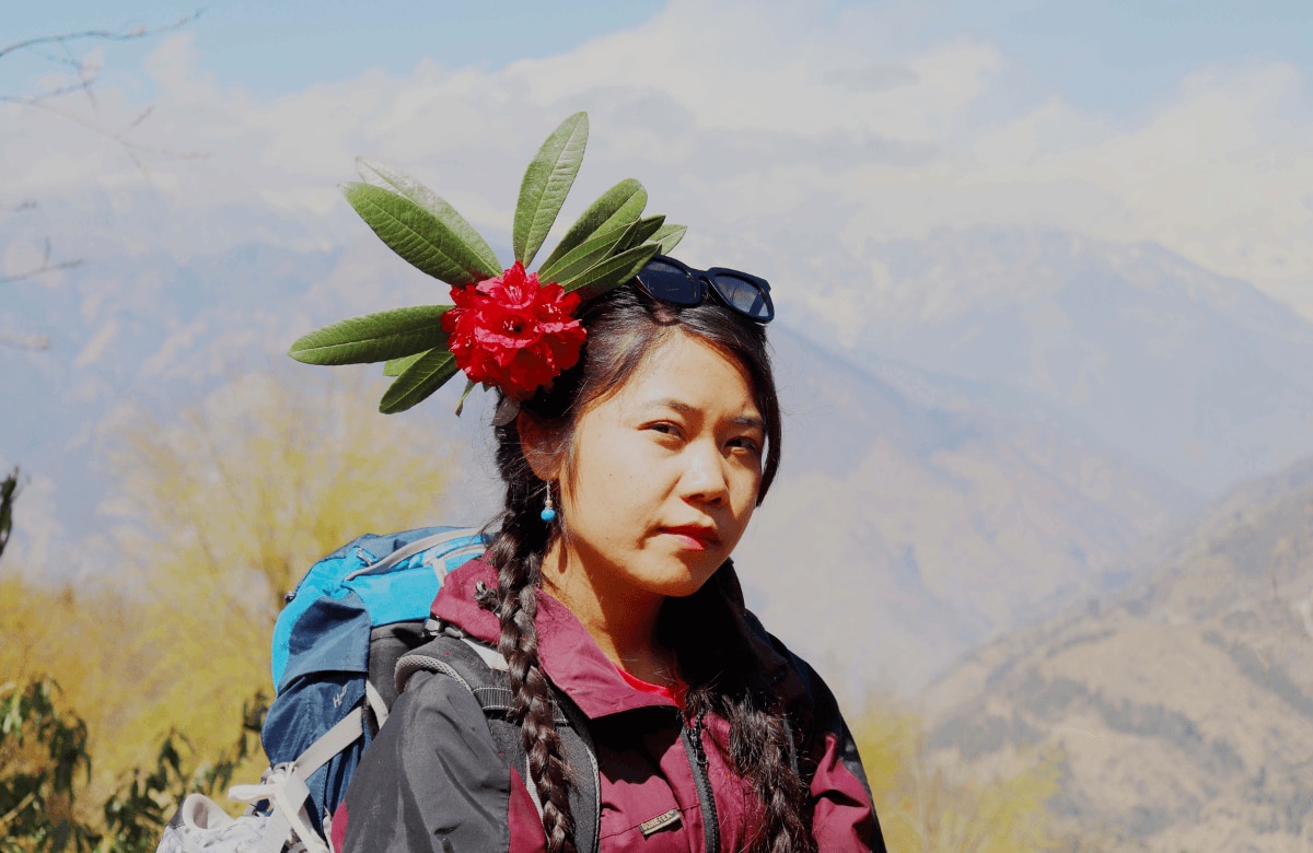 woman with long brown hair