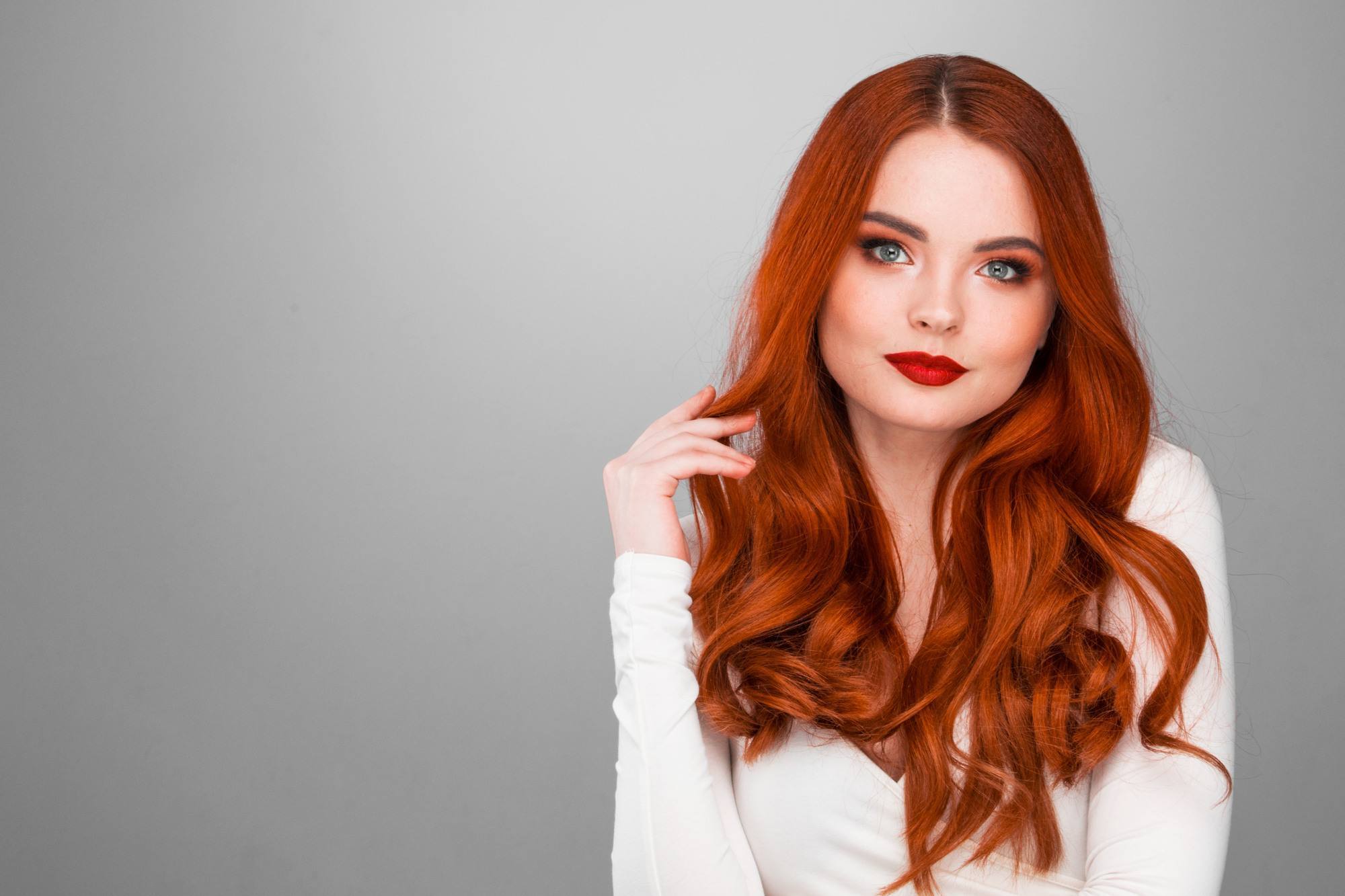 Vibrant hair, woman with bright red hair