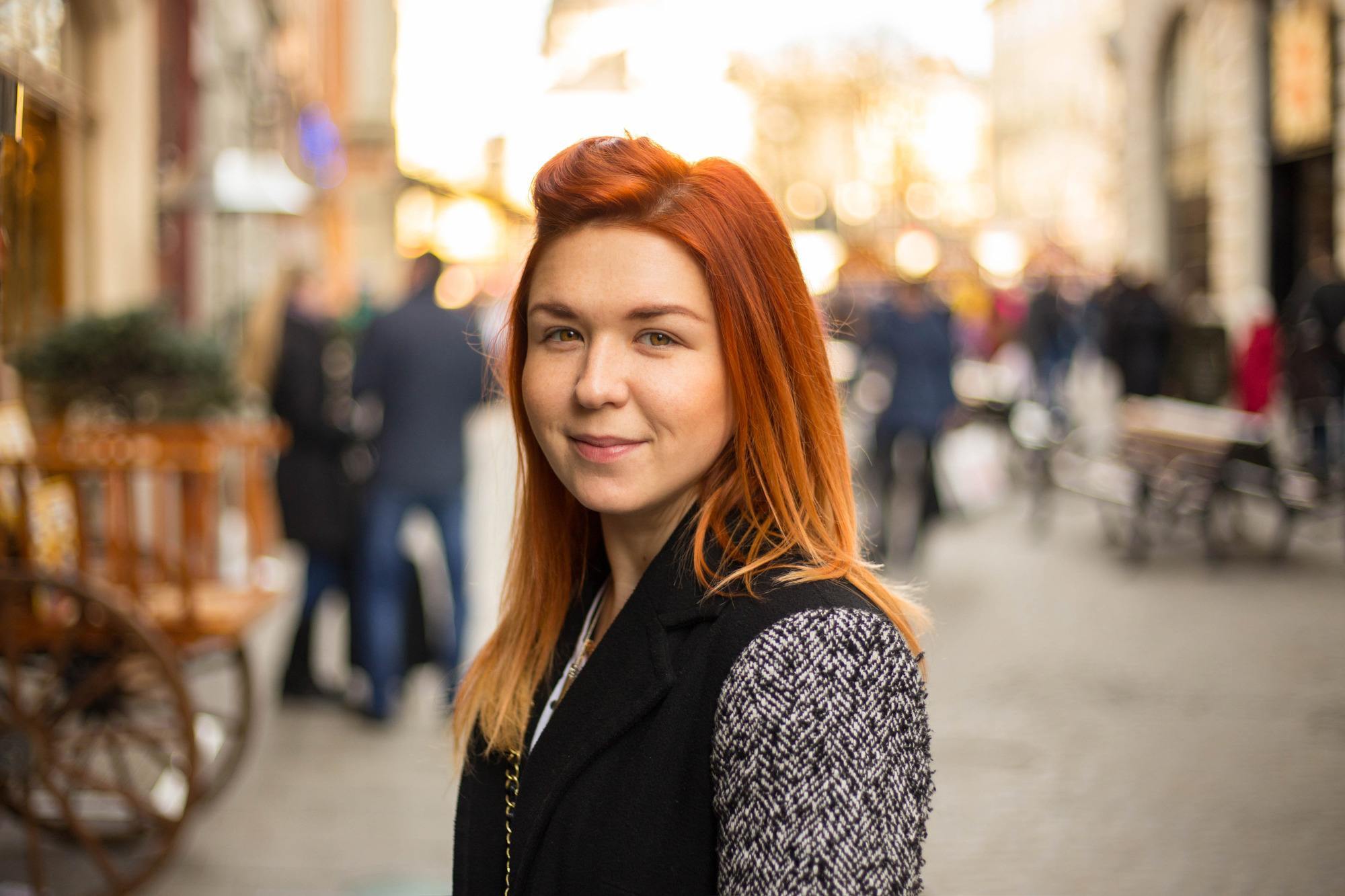 woman with orange ombre hair