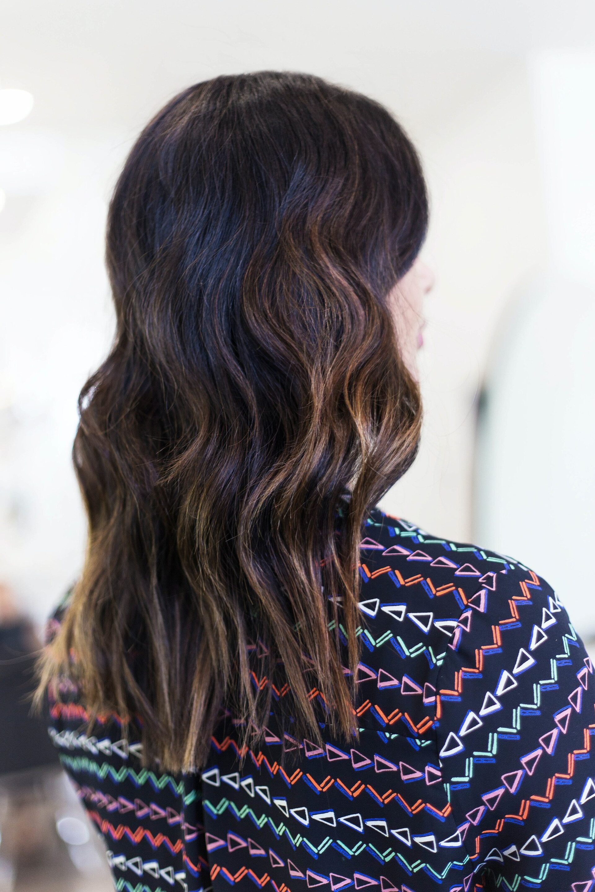 Dark hair with brown highlights