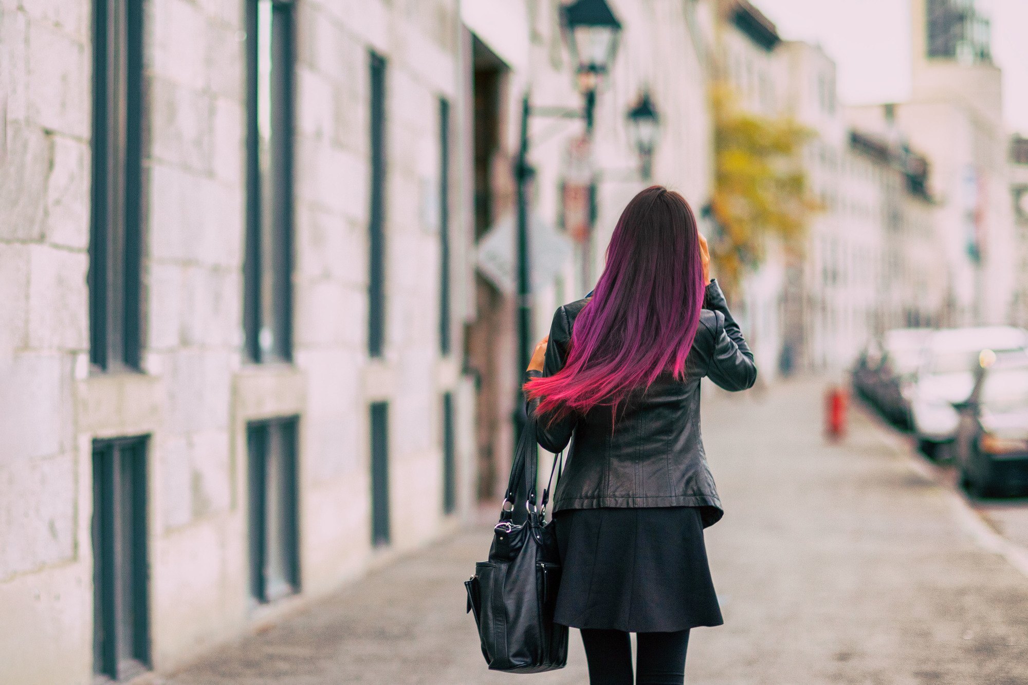 Bright purple hair colour