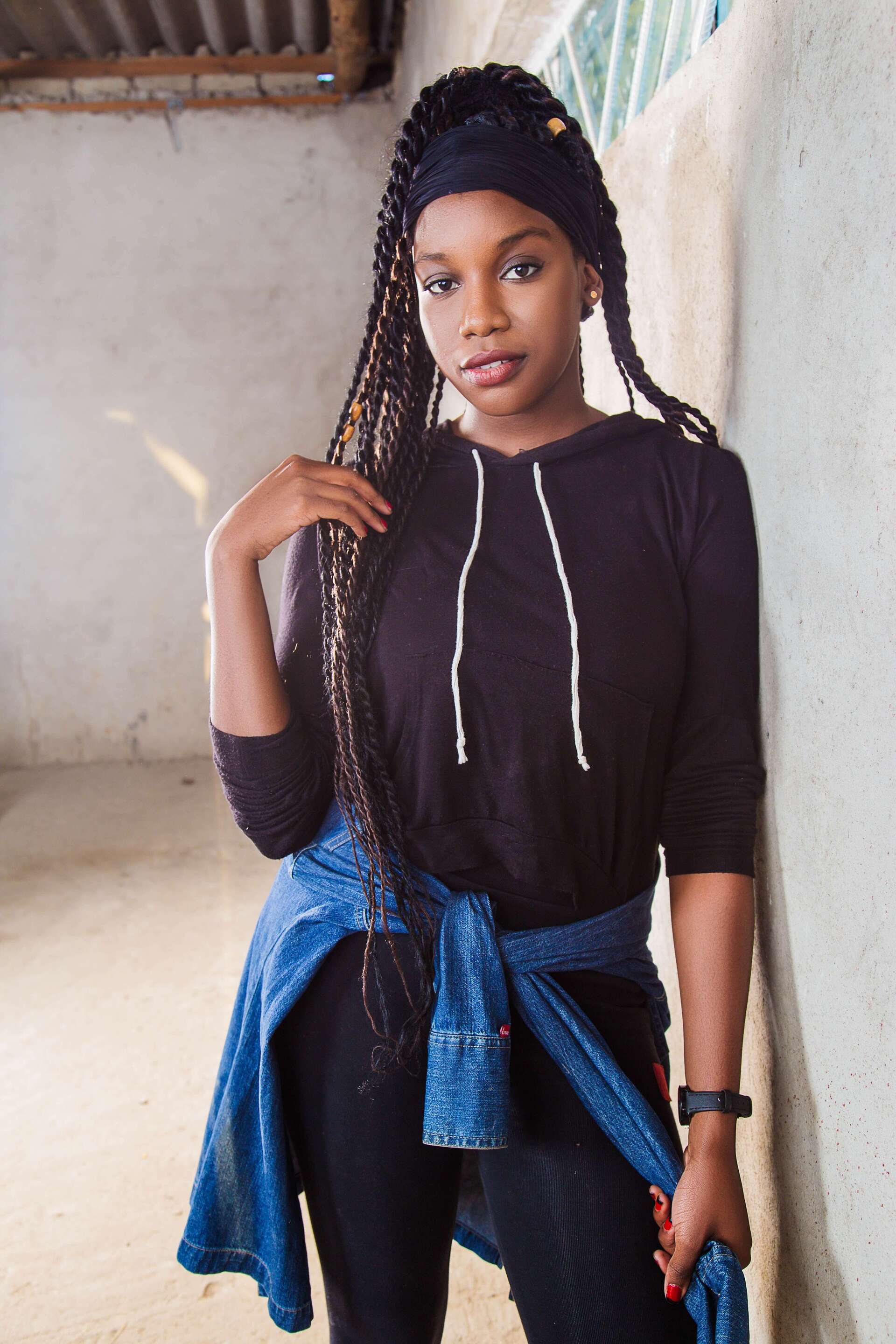 Natural Hairstyle Ponytail braids with a thick headband