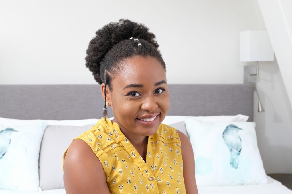 matric dance hairstyles: accessorised updo for natural hair
