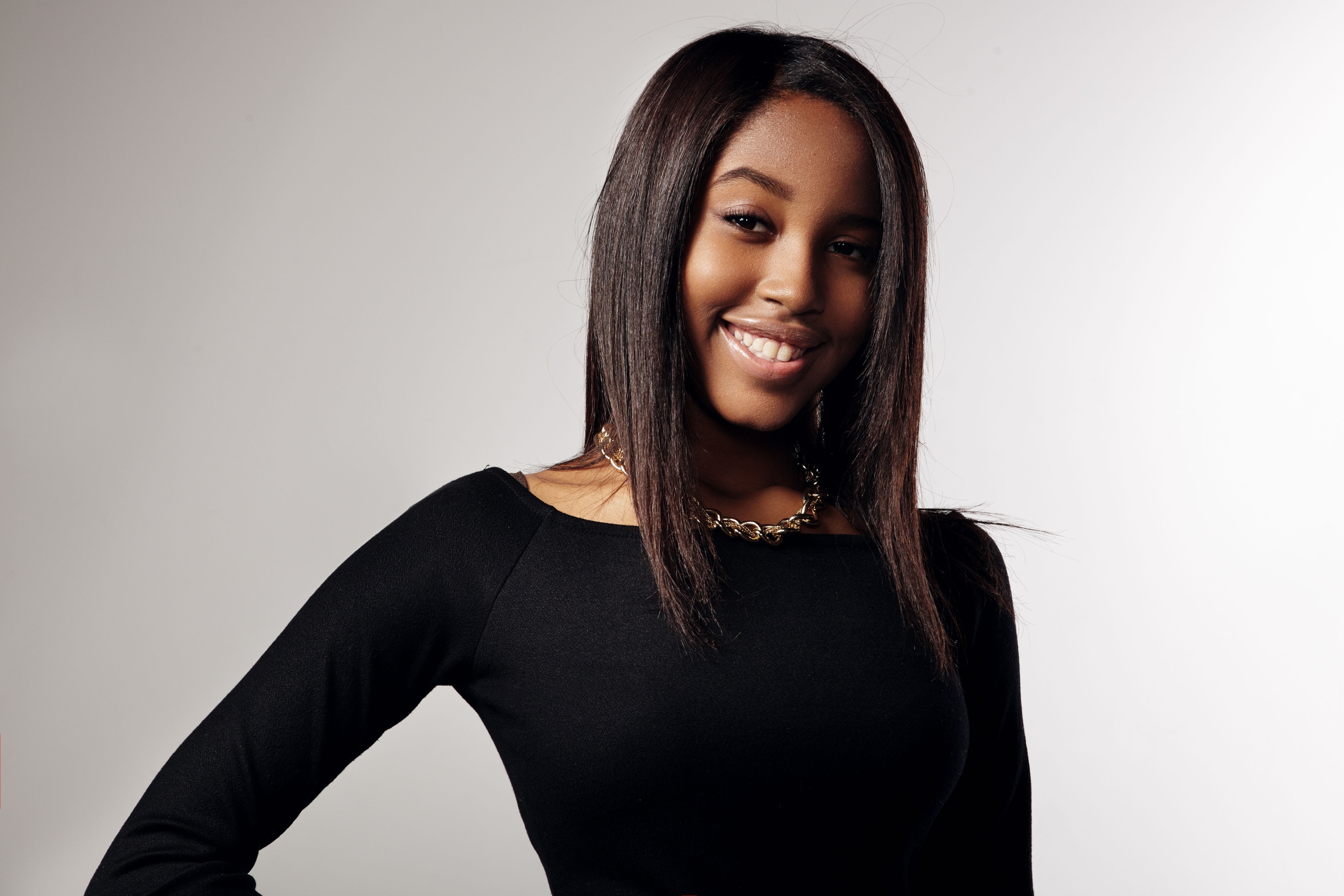 girl with straight smooth hair
