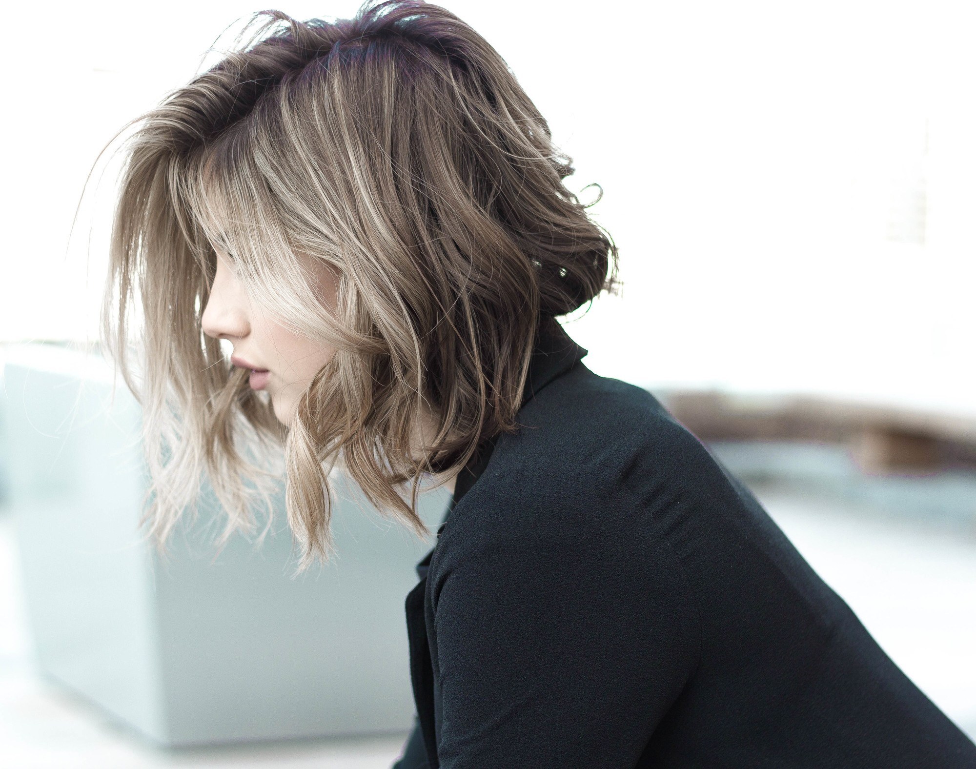 woman with ash blonde bronde hair
