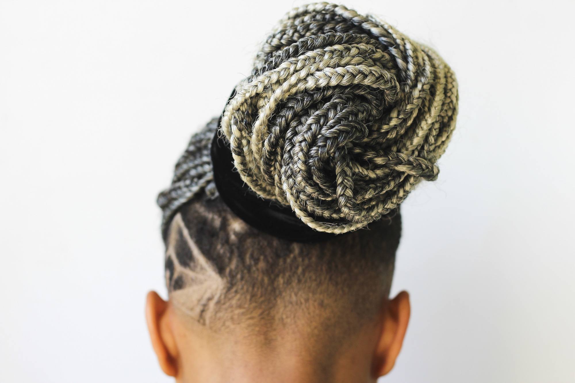 woman with ash grey braids