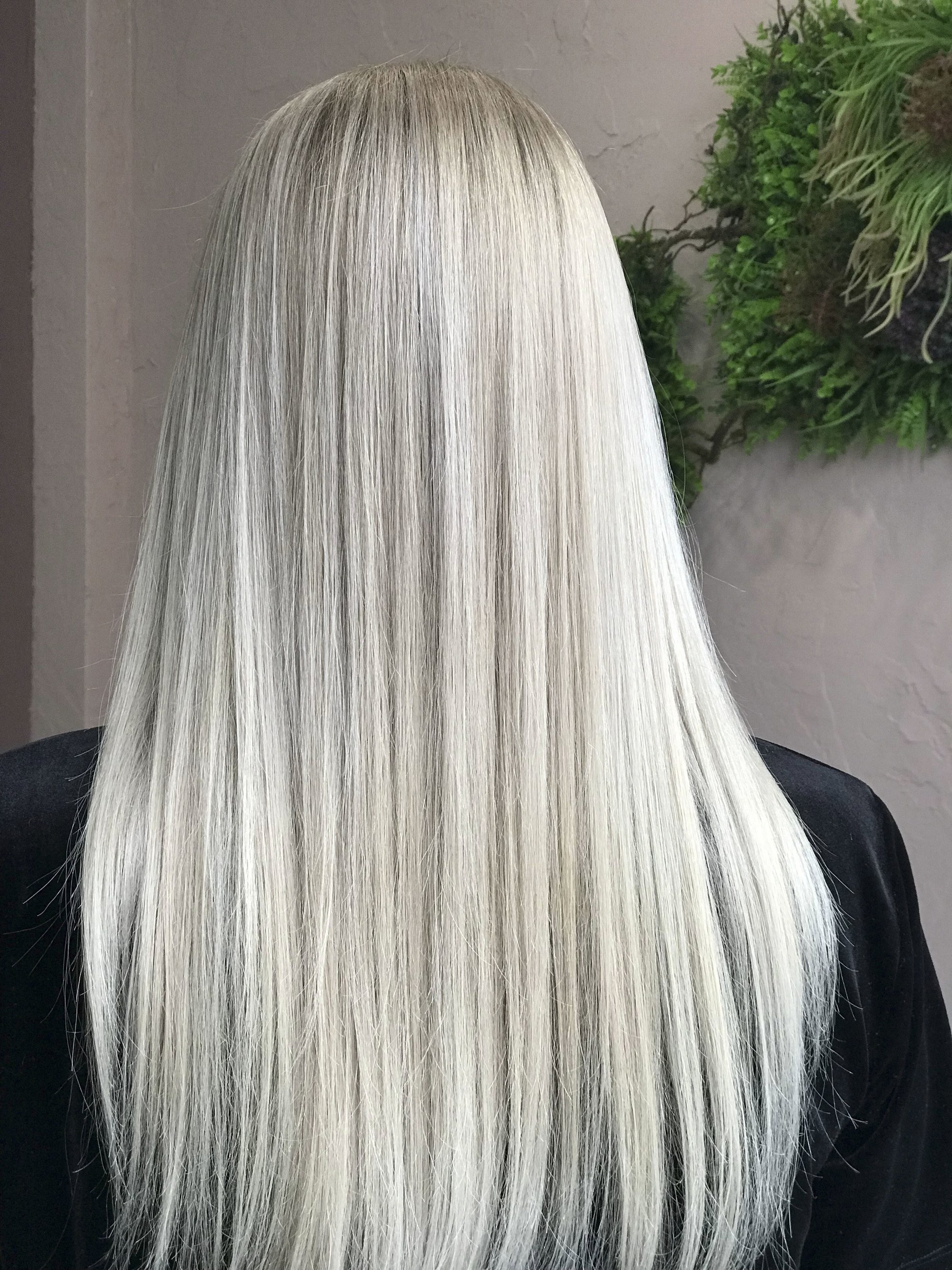 long grey hair white highlights