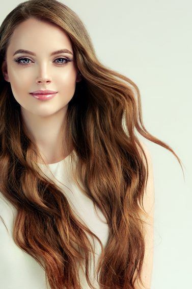 woman with long wavy hair