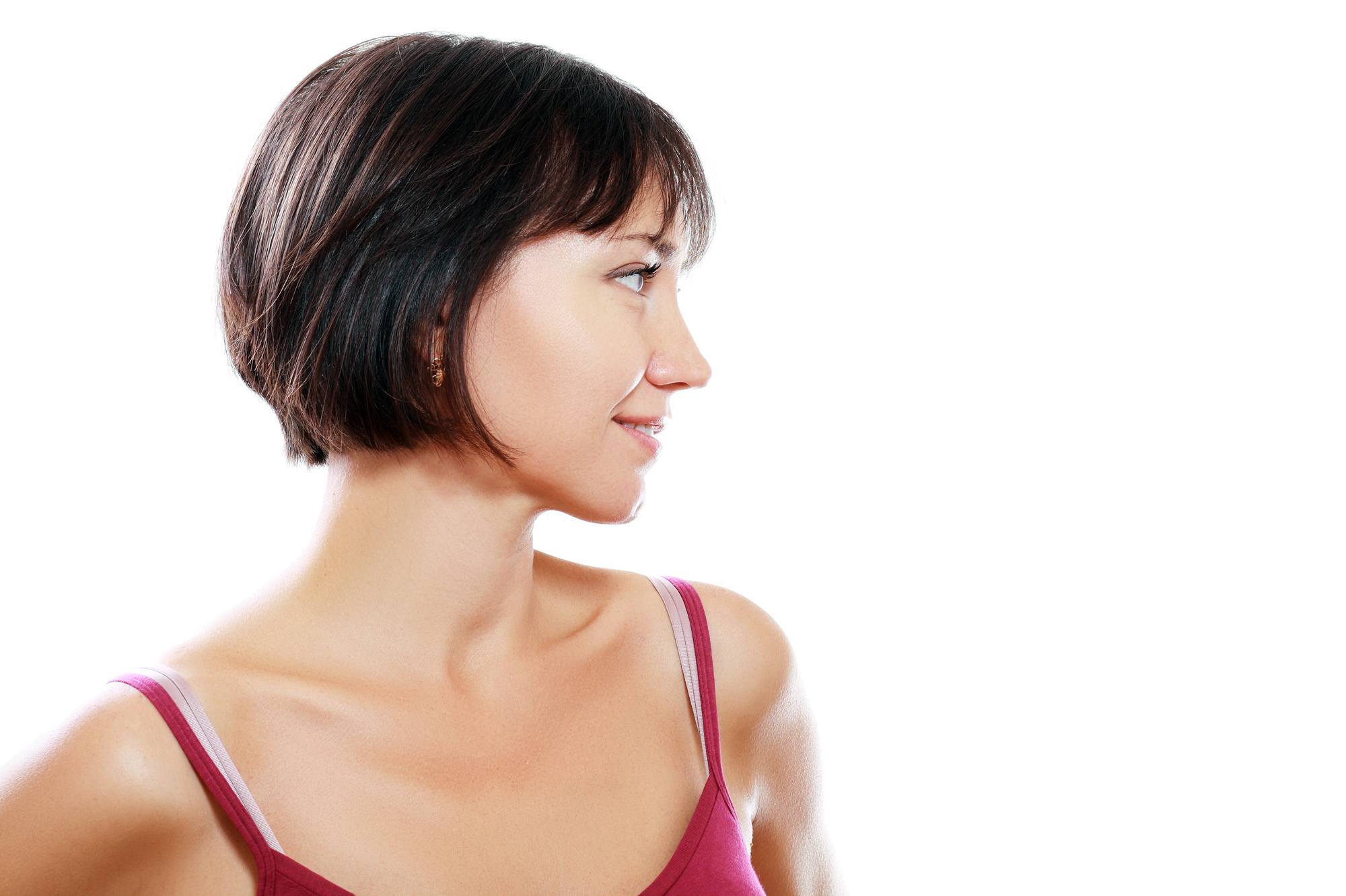 Cancer zodiac: woman with a wispy bob hairstyle with the ends curled in slightly