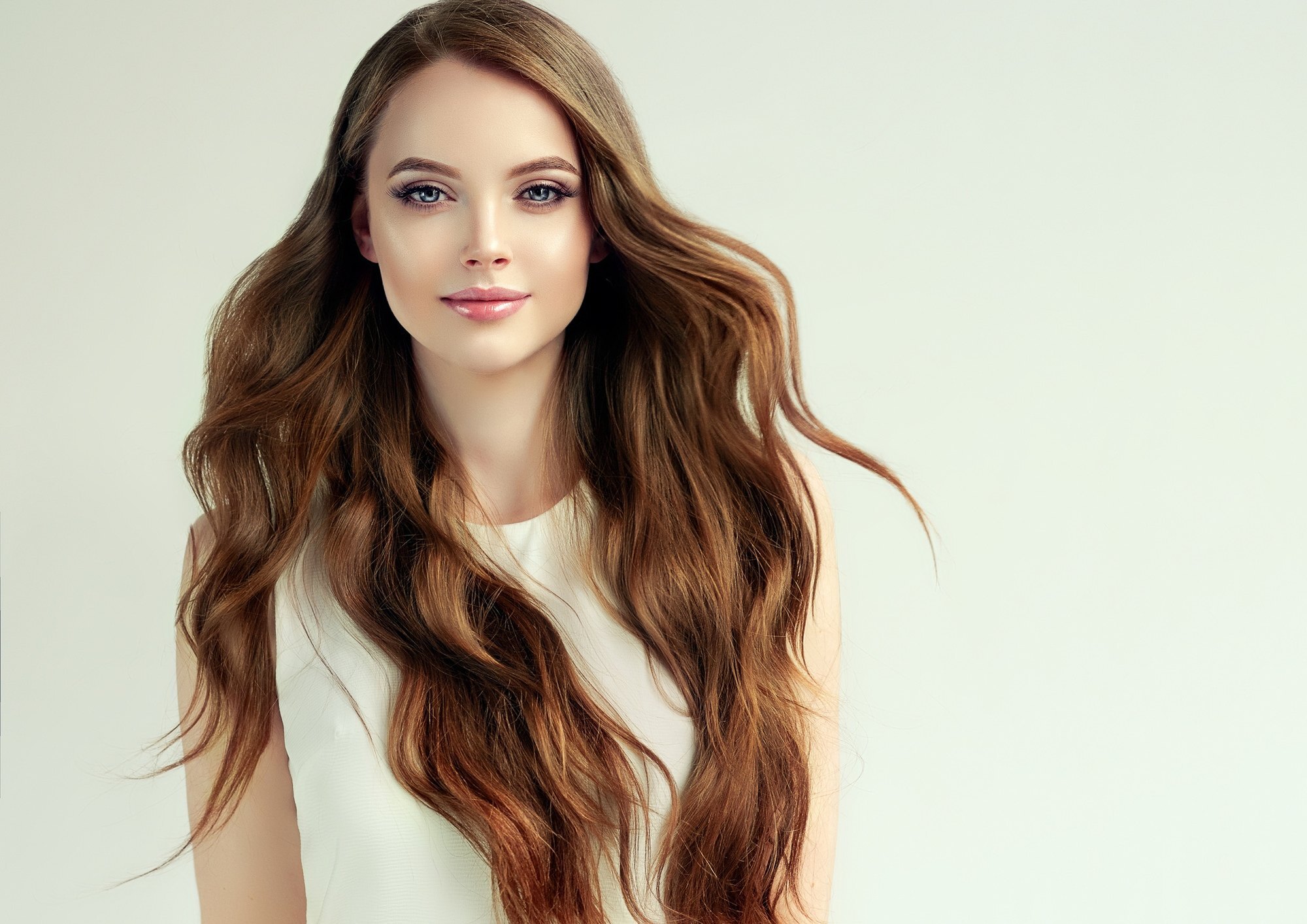 woman with long wavy hair