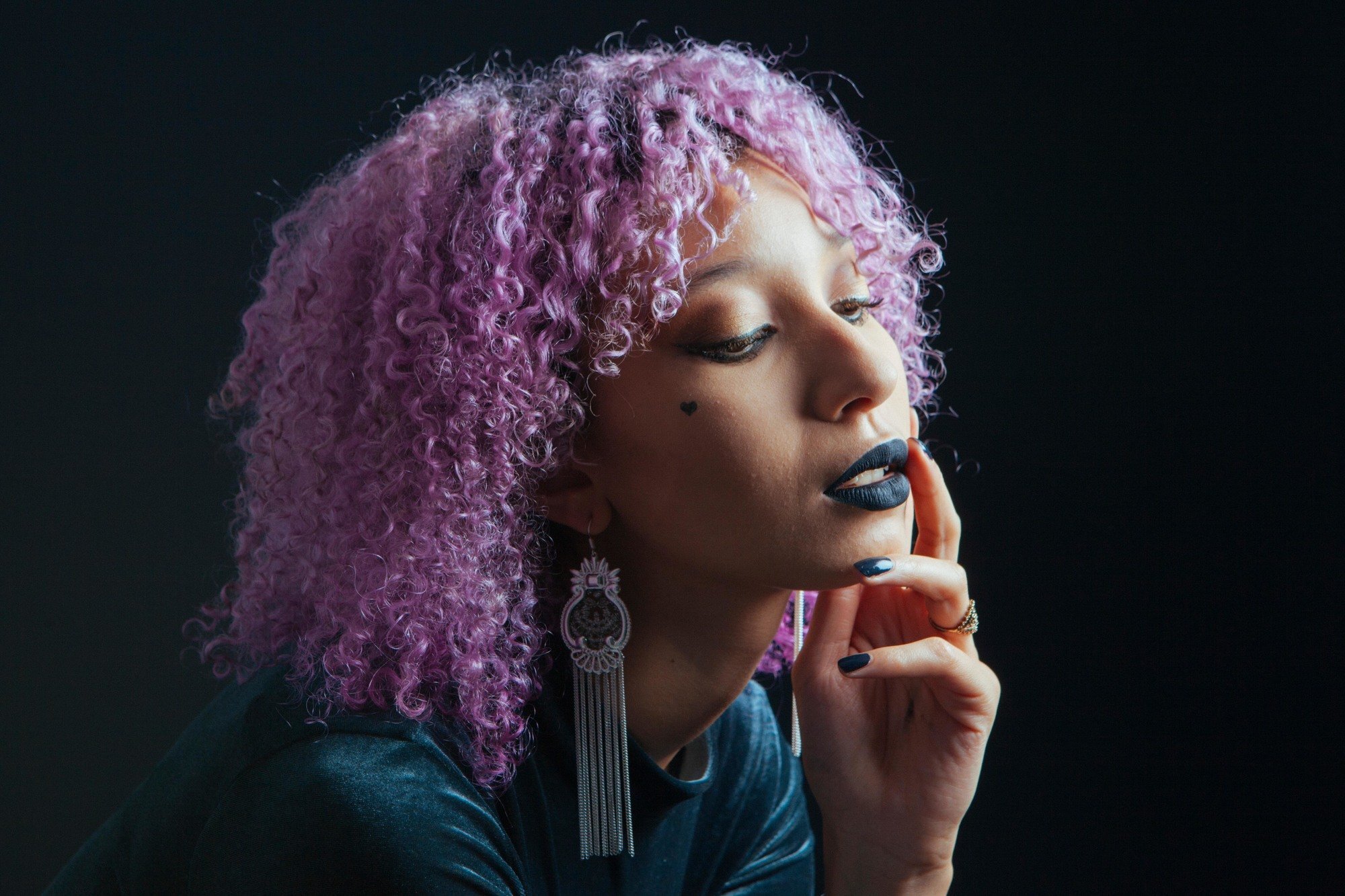 birthstone-inspired hair colour: woman with light purple hair