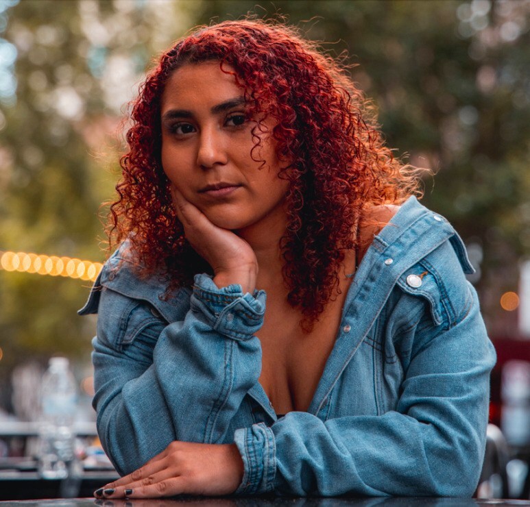 Red highlights on curly hair