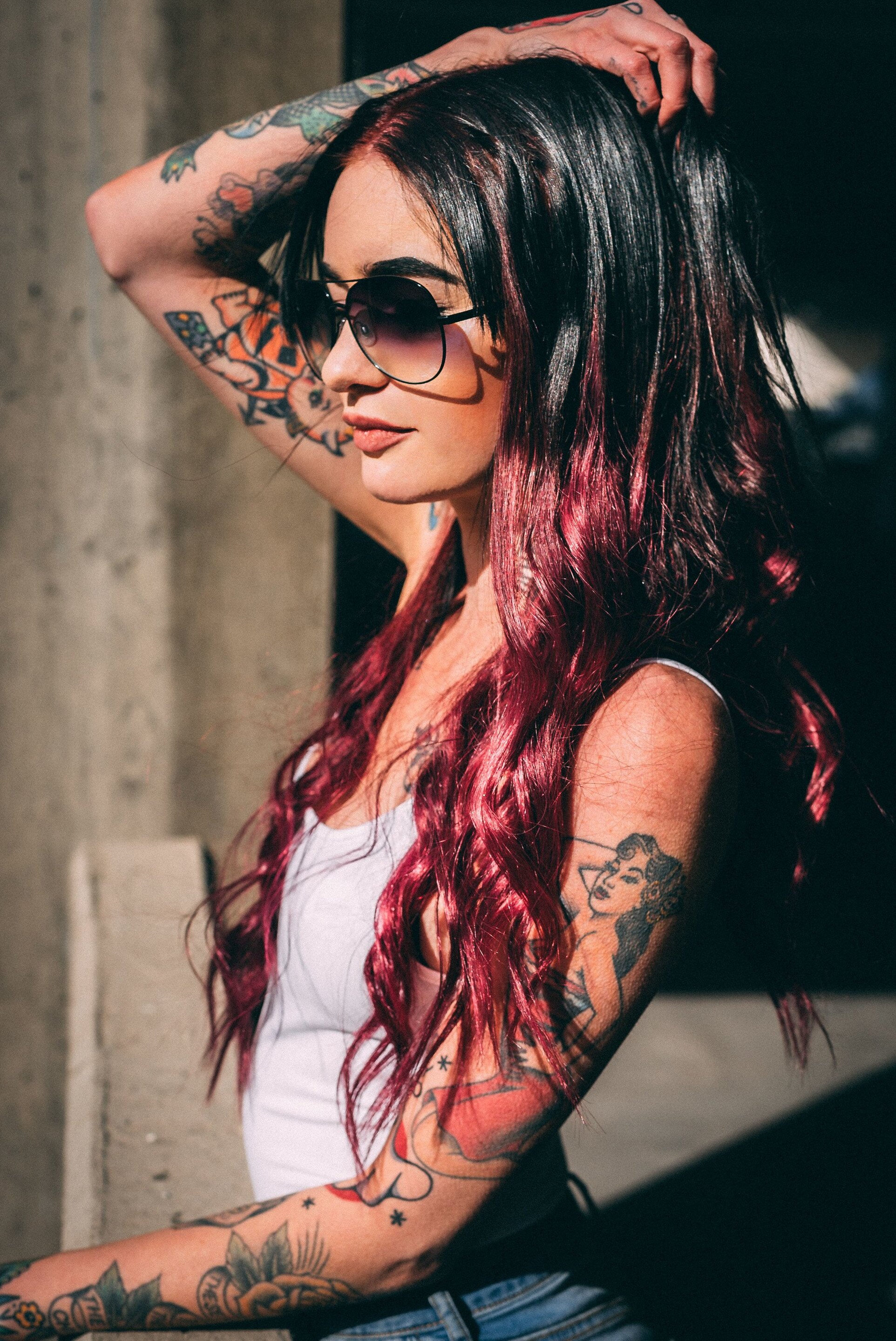woman with Burgundy hair