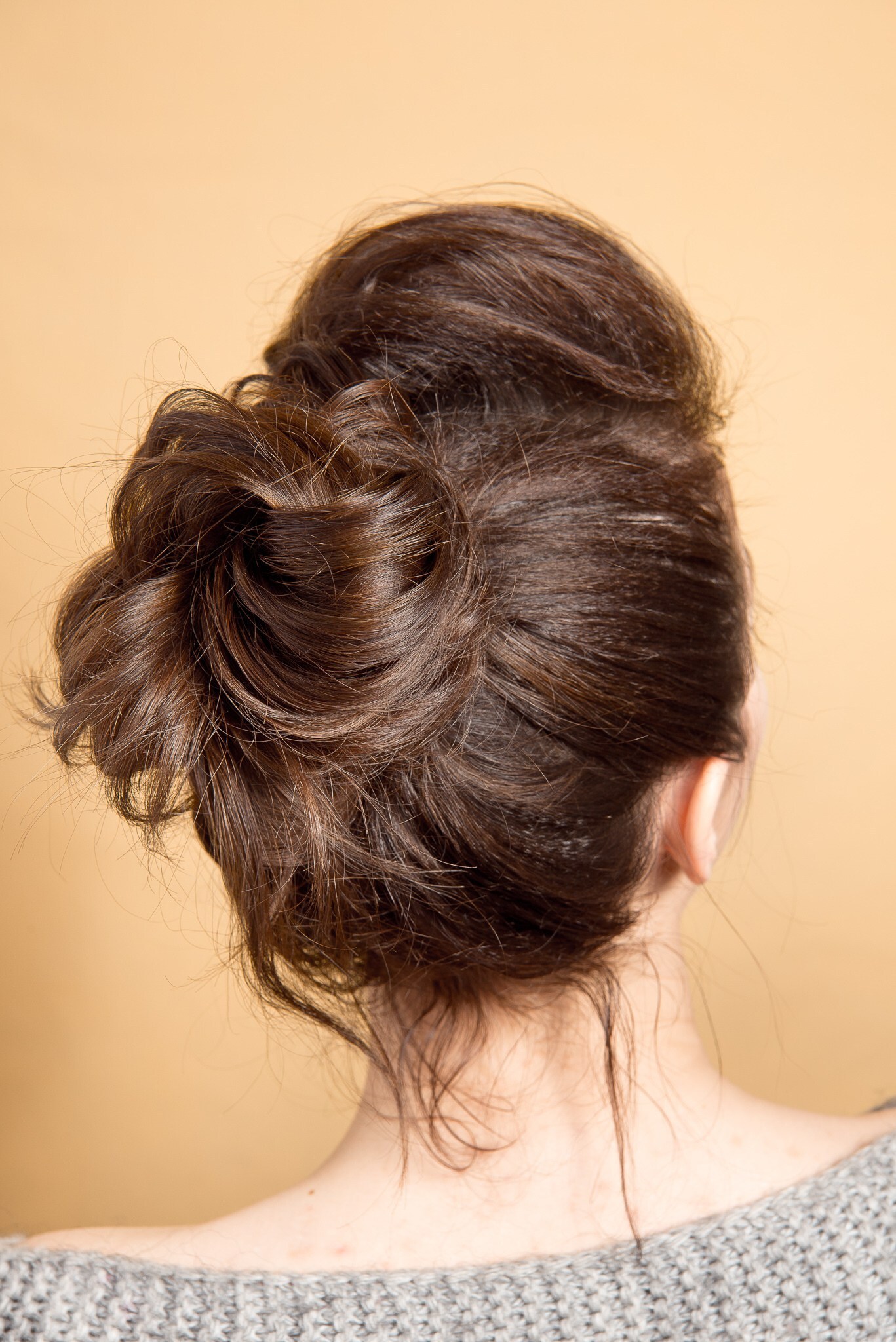 messy bun brown hair