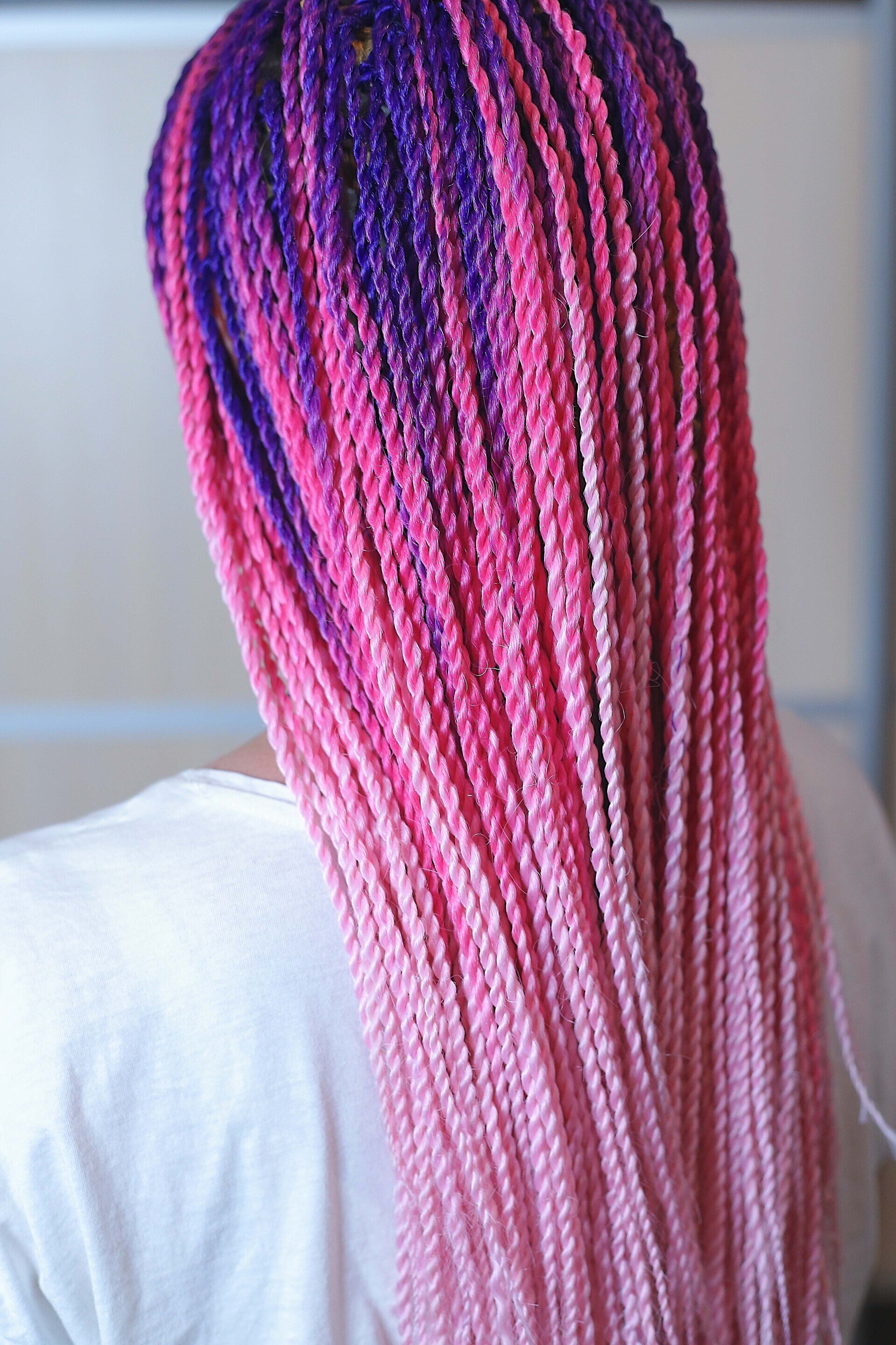 girl with coloured long box twist