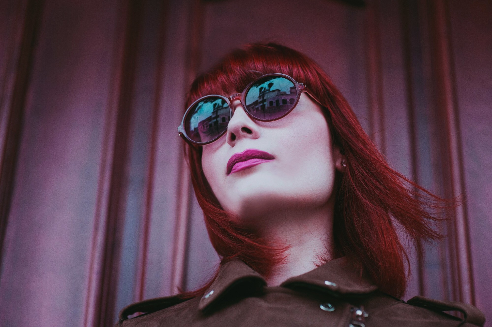 hair colours for winter: woman with dark red hair