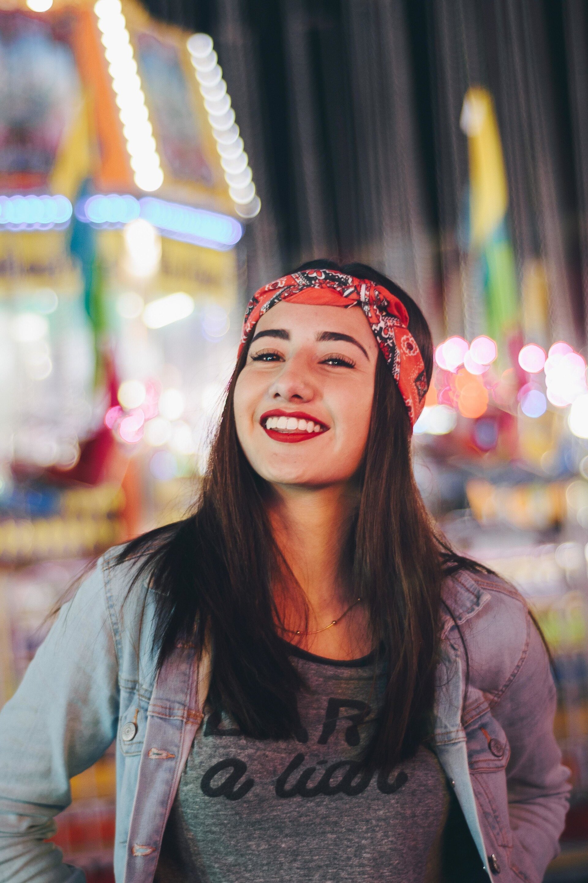 woman wearing a red headband
