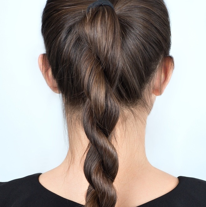 twisted rope braid ponytail yoga hairstyles