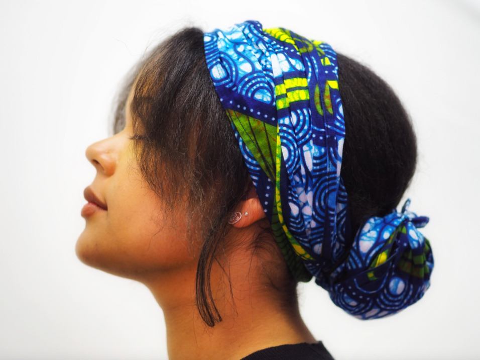 Bun with scarf wrapped around it