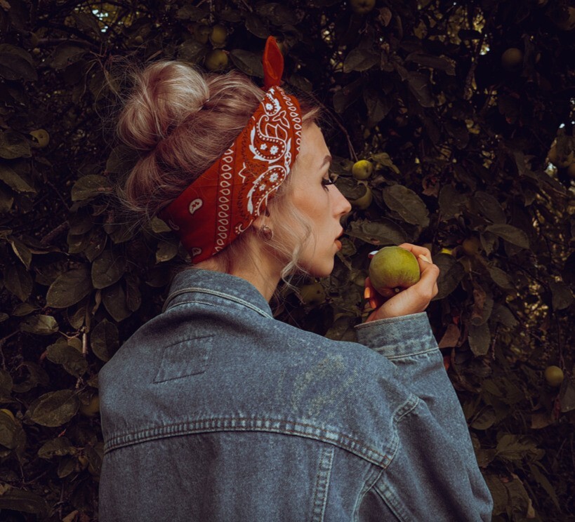 Messy bun with bandana