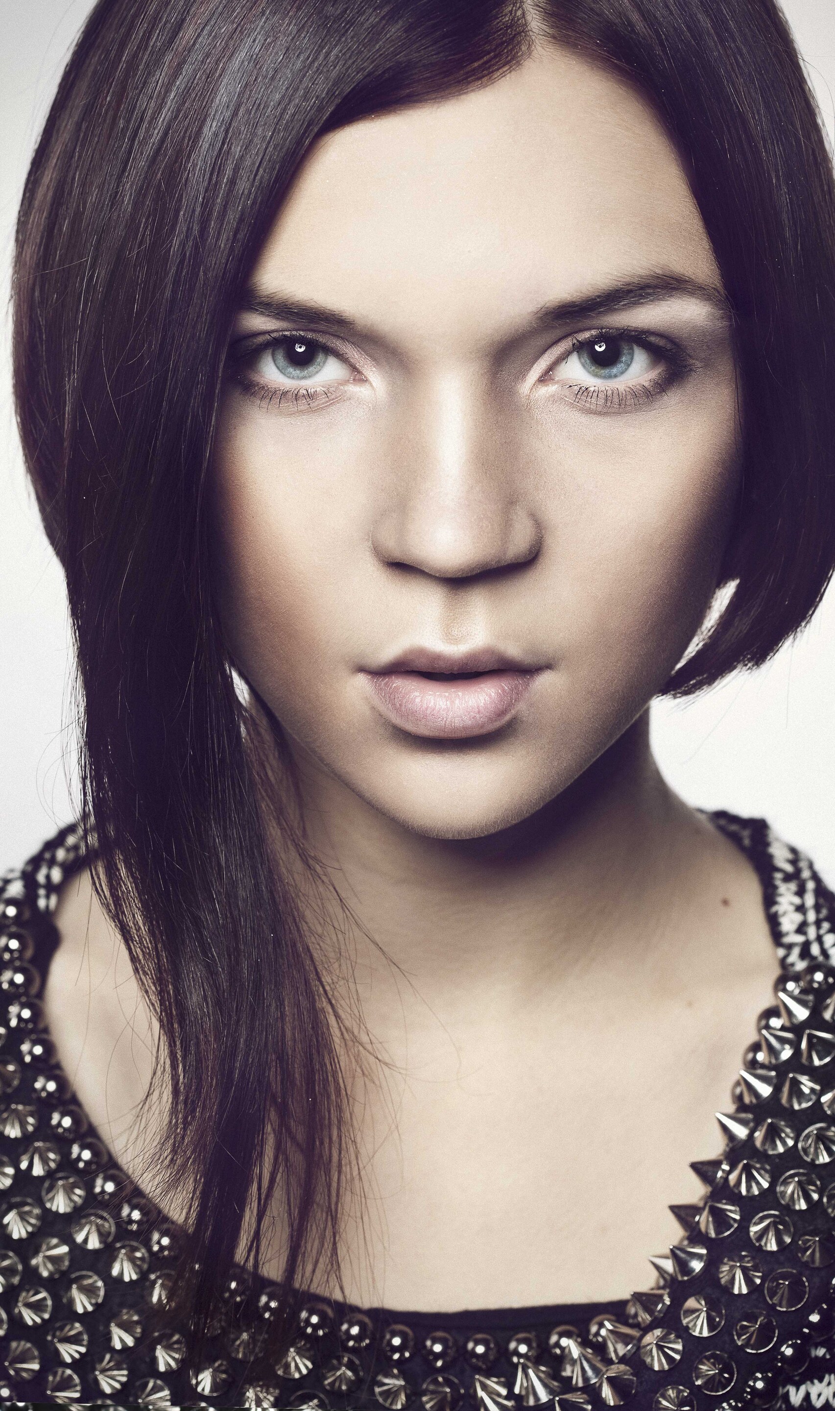 Woman with uneven bangs