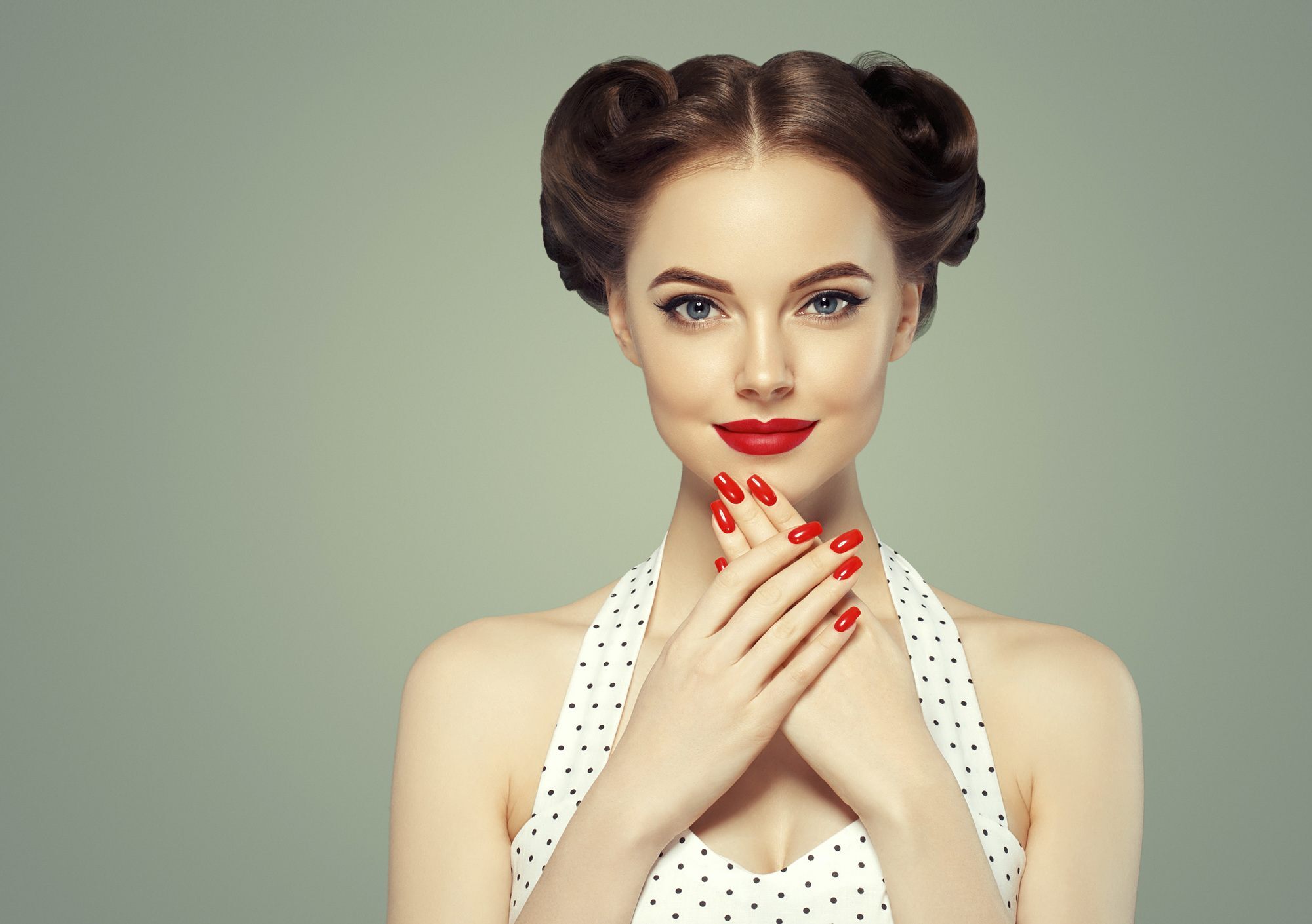 woman with vintage rolls