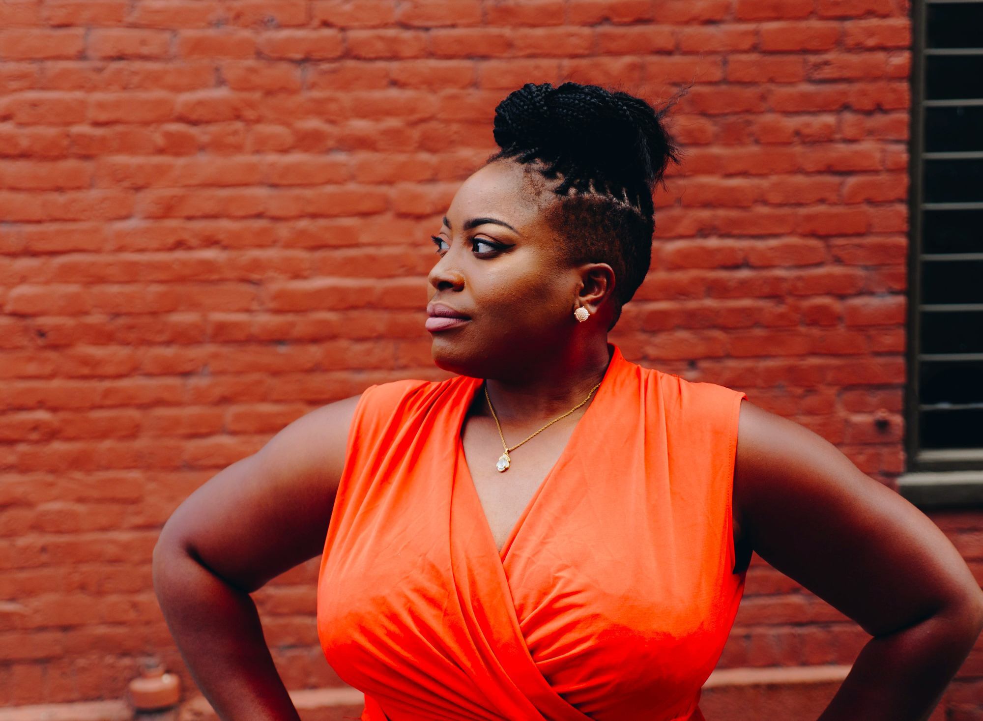 Hot days: Woman with a braided updo