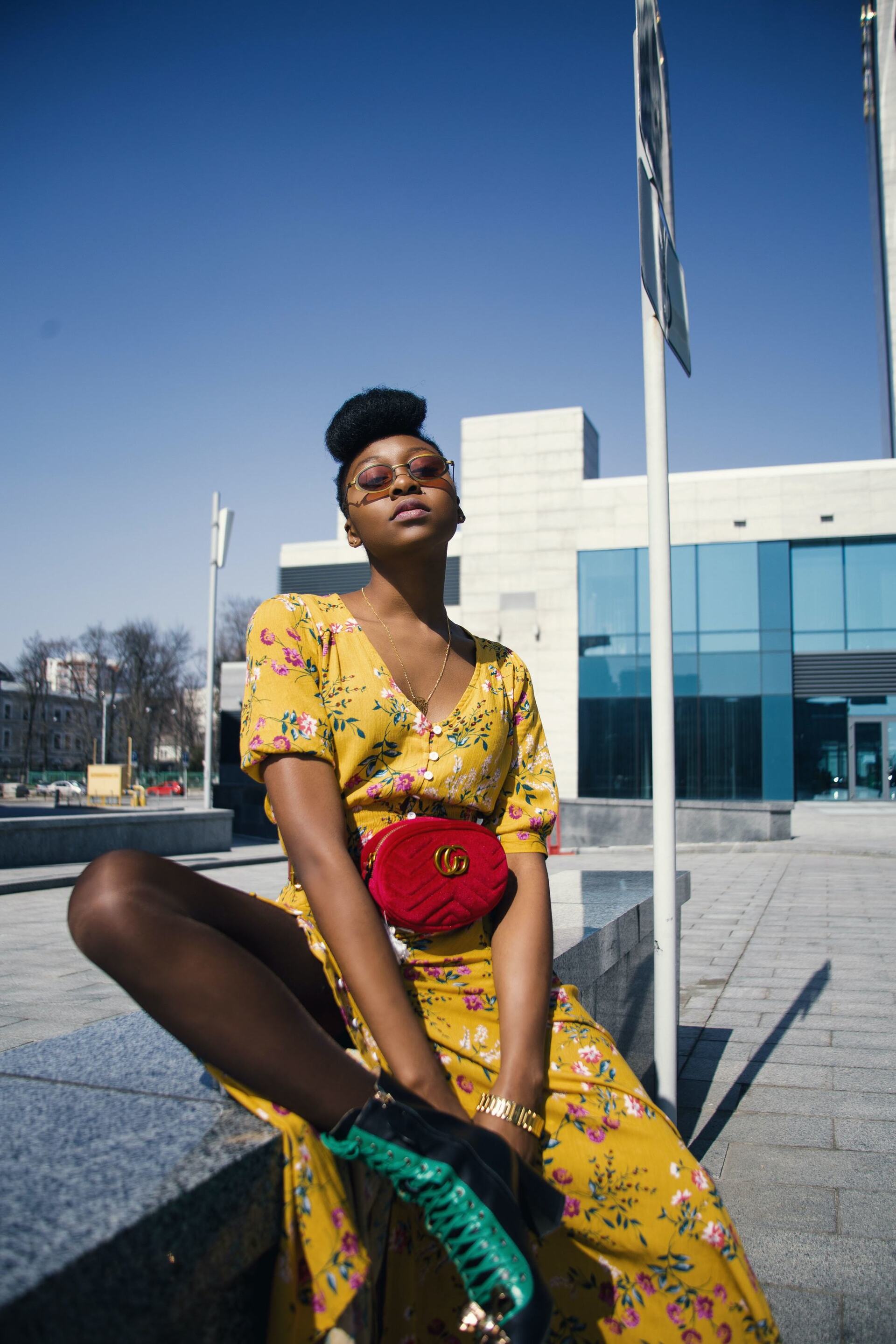 woman with a high bun