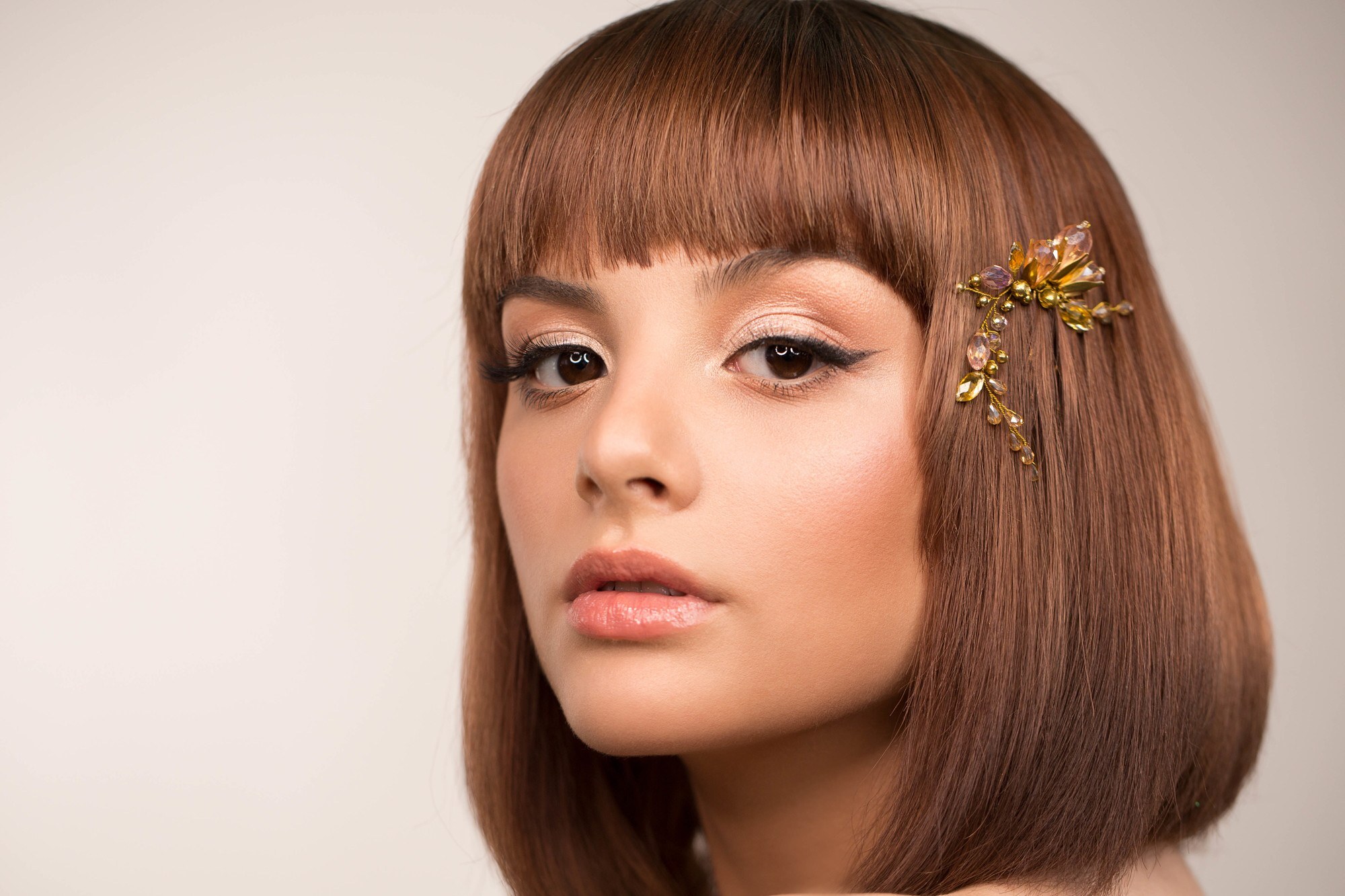 woman with brown hair bob hairstyle