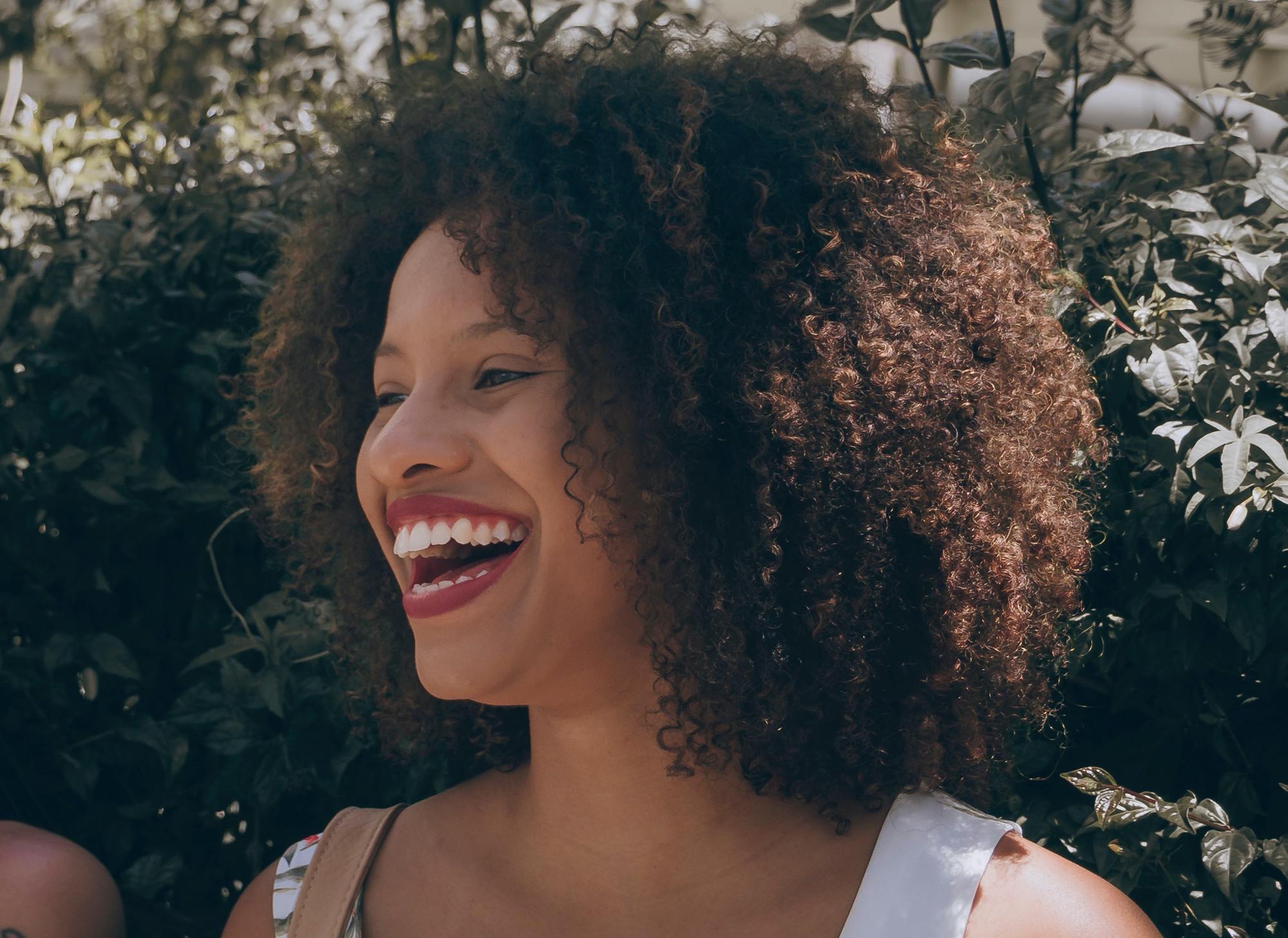 woman with curly hair