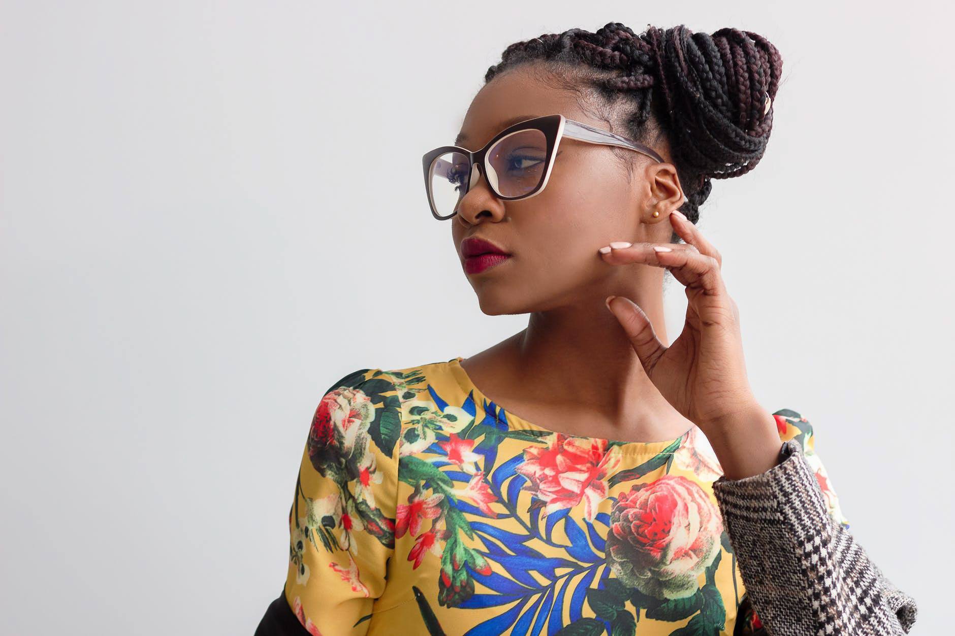 woman with a braided bun