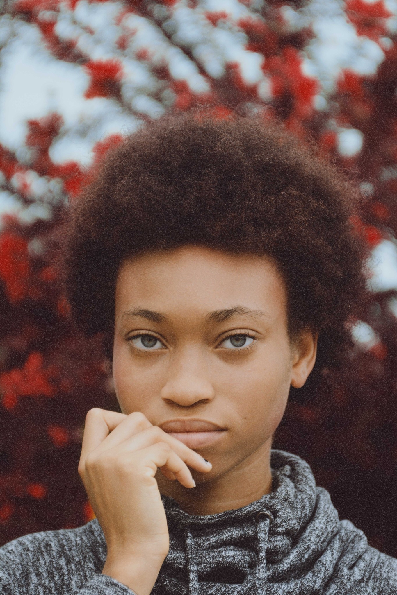 woman with a small afro hairstyle