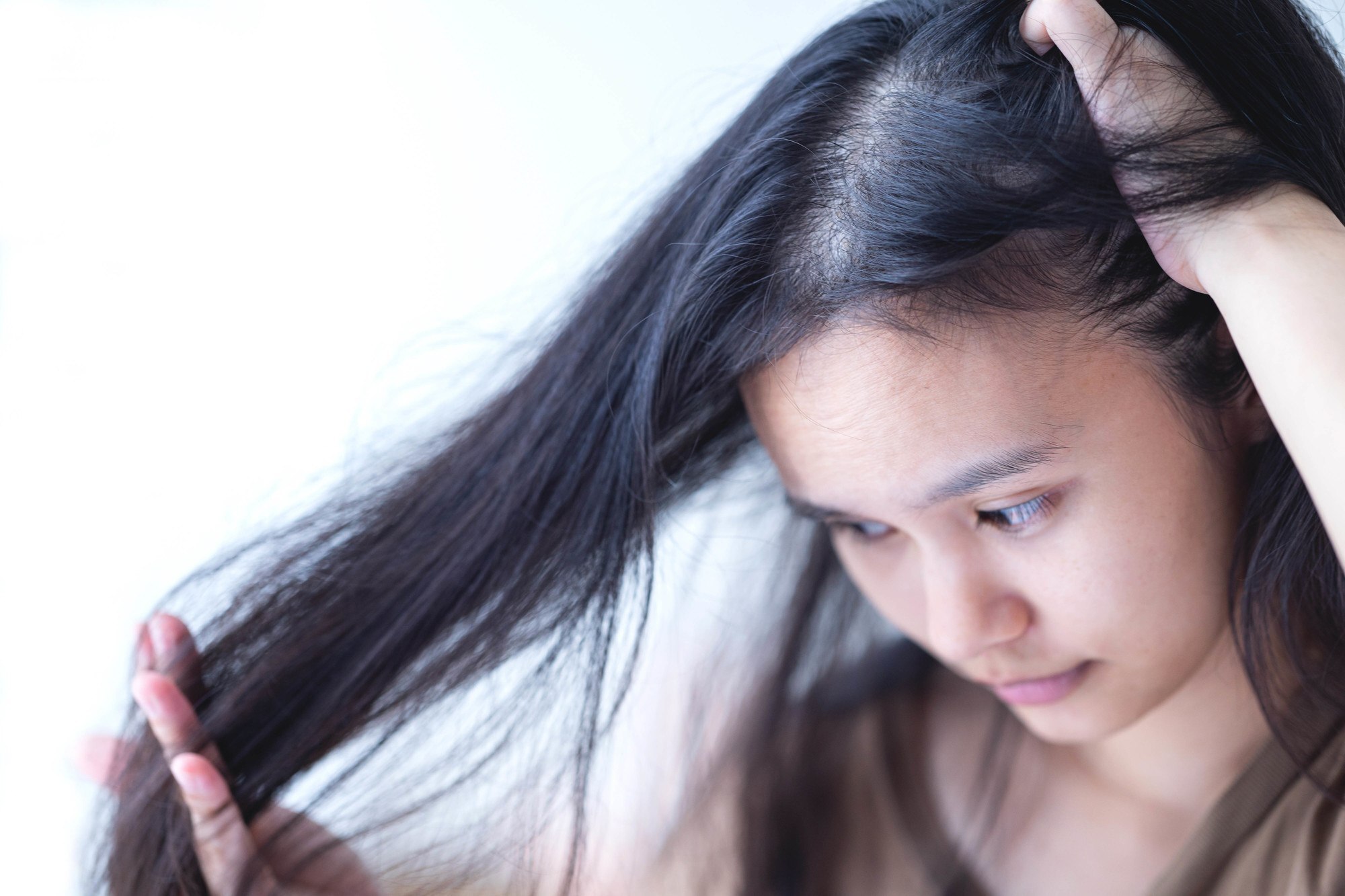 shedding: woman with long hair