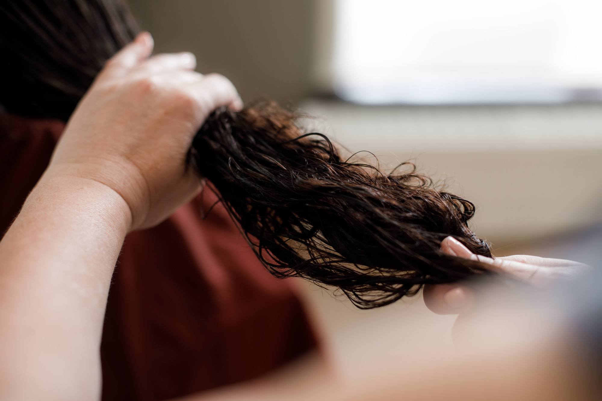 closeup of curly hair