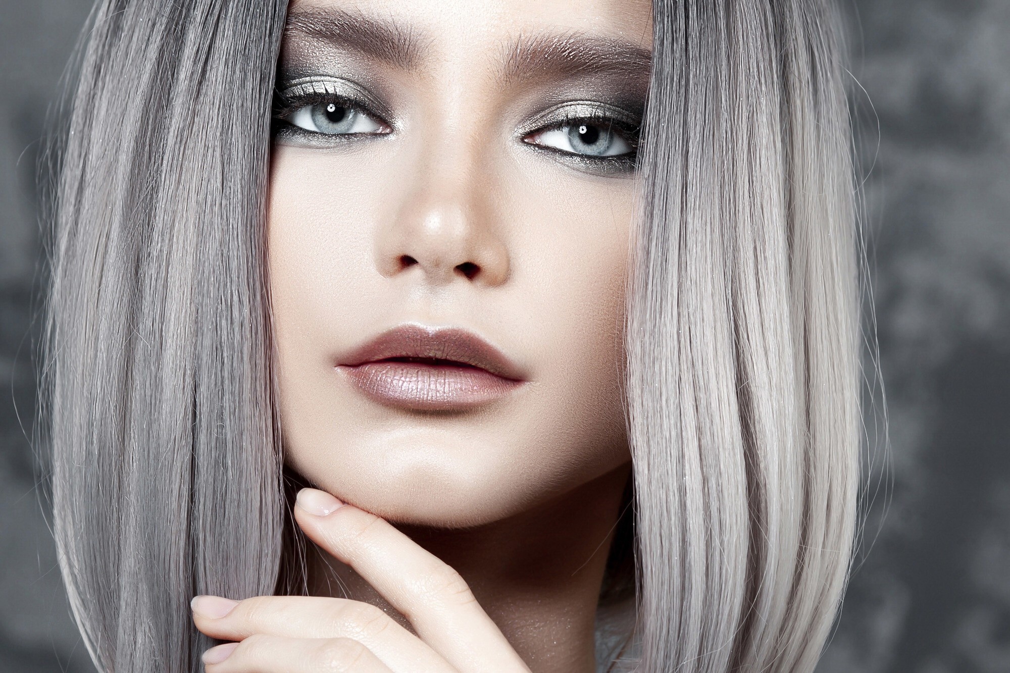 woman with metal grey hair
