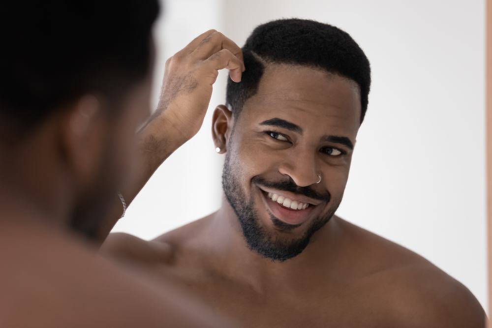 man with an at home haircut