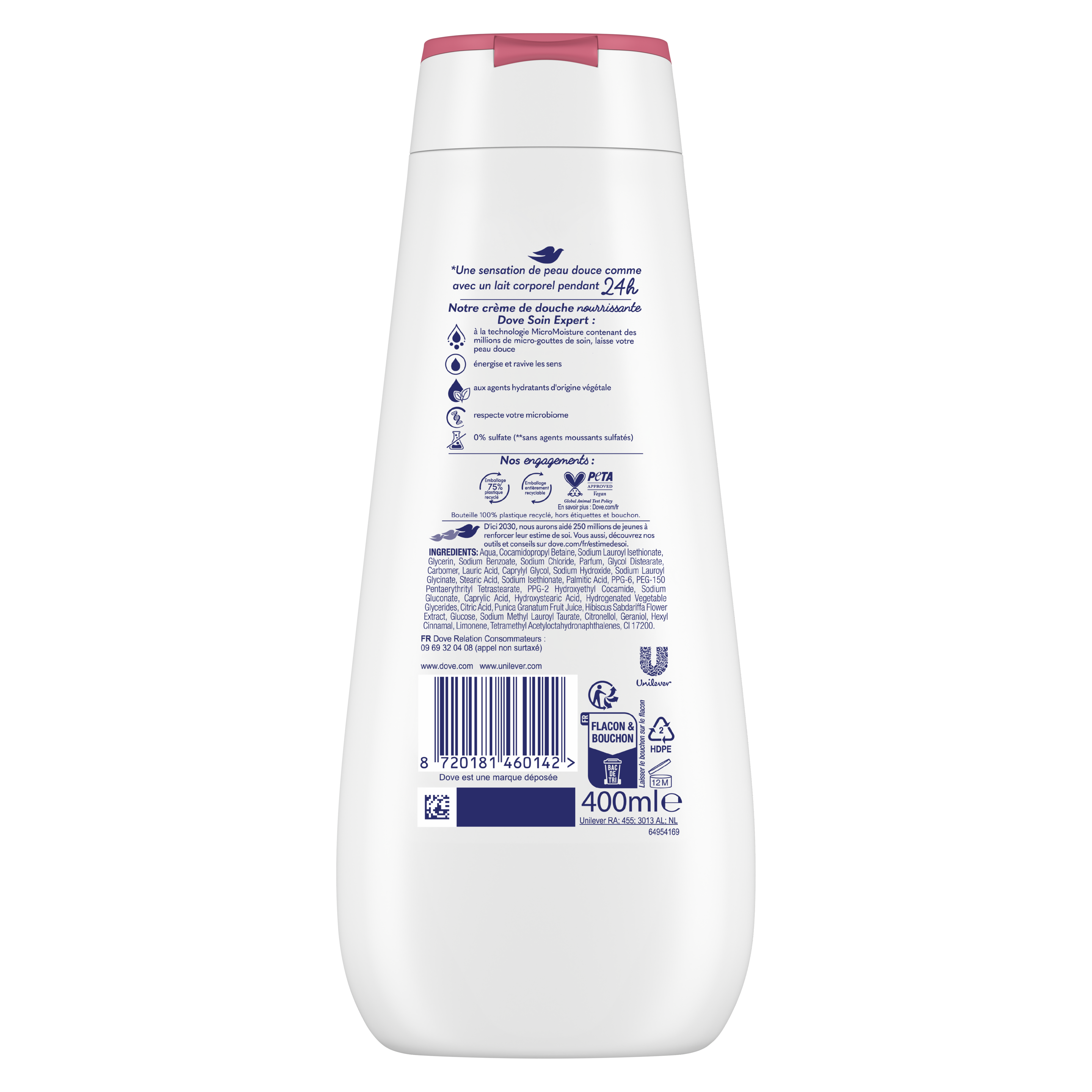 Dove Advanced Care Crème de Douche Soin Vivifiant Parfum Grenade 400ml