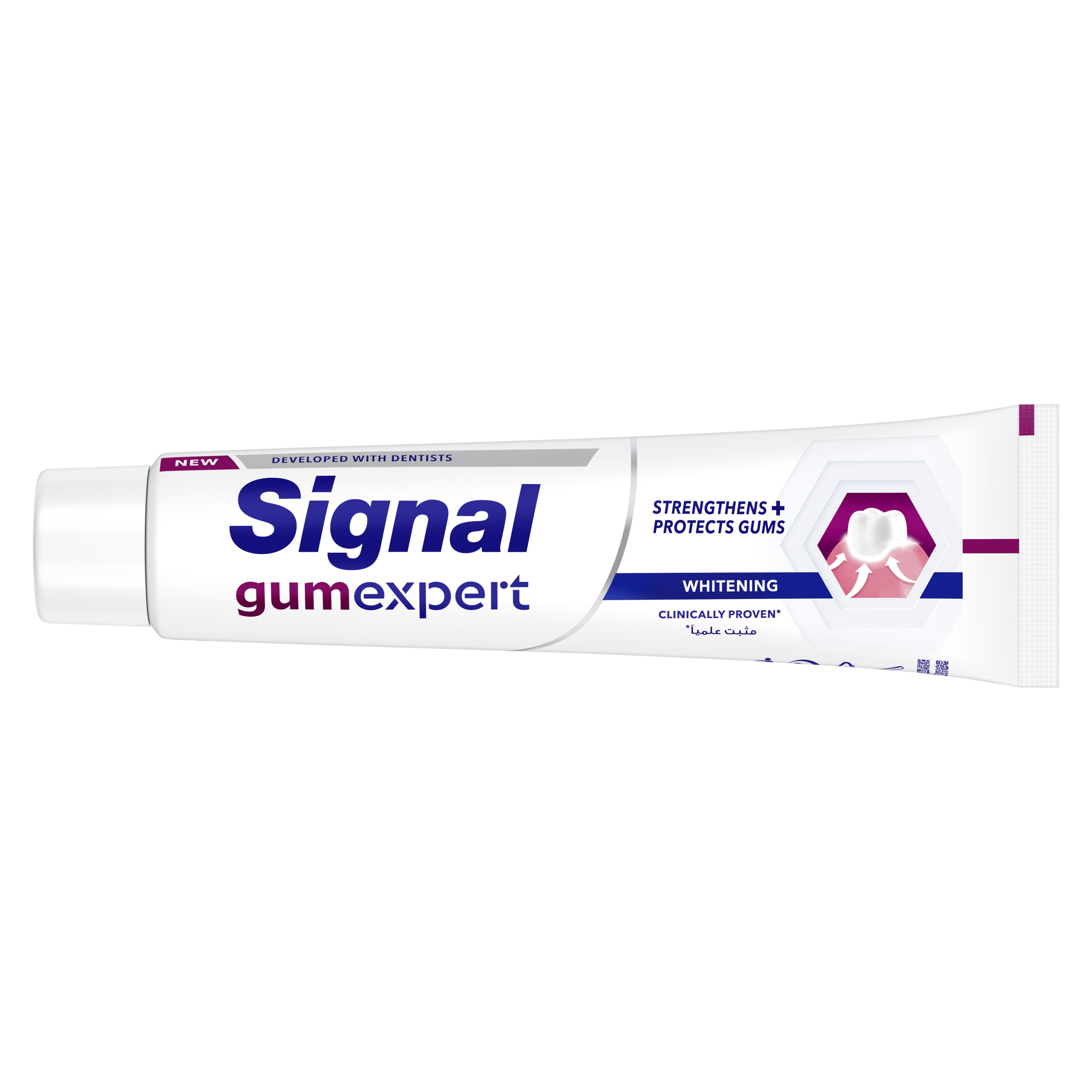 SIGNAL معجون سيجنال  أكسبرت لحماية اللثة،  تبييض، يحمي + يقوّي اللثة، يحتوي علي الزنك النشط والفيتامين هـ ويستهدف البلاك، ٧٥ مل packshot