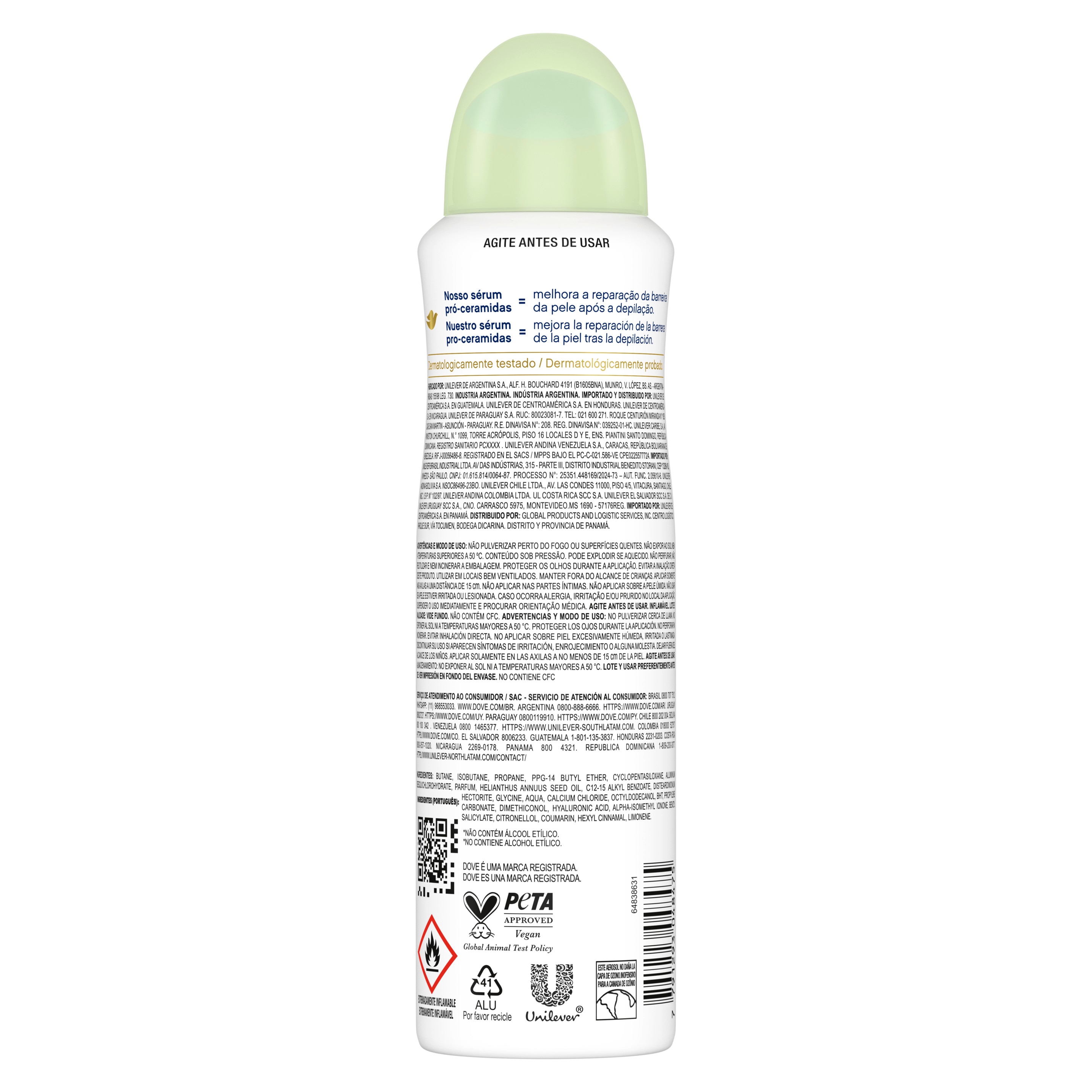 Antitranspirante en Aerosol Dove Fresh Care Pepino y Té Verde