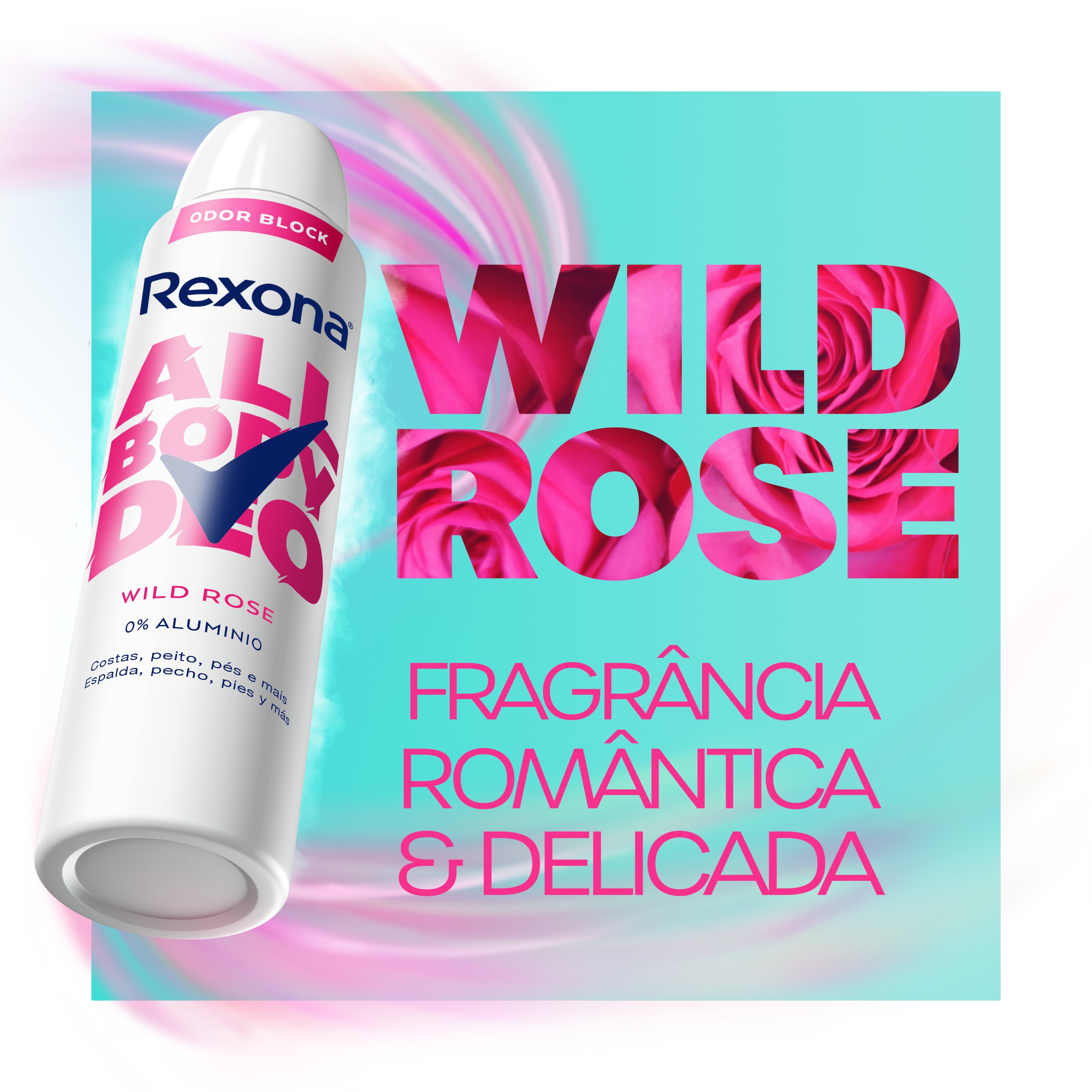 Desodorante Corporal Aerosol Feminino Rexona All Body Deo Wild Rose 150ml