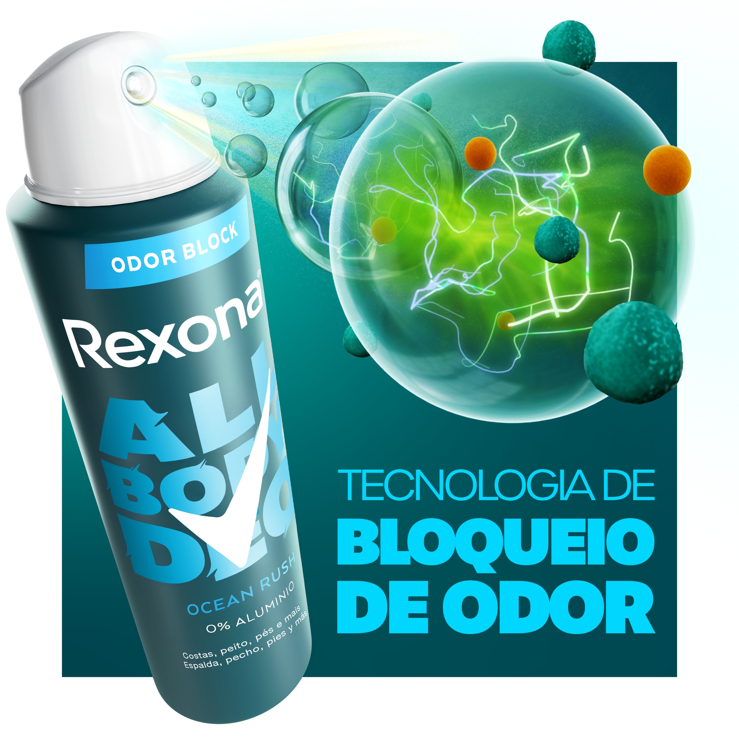 Desodorante Corporal Aerosol Masculino Rexona All Body Deo Ocean Rush 150ml