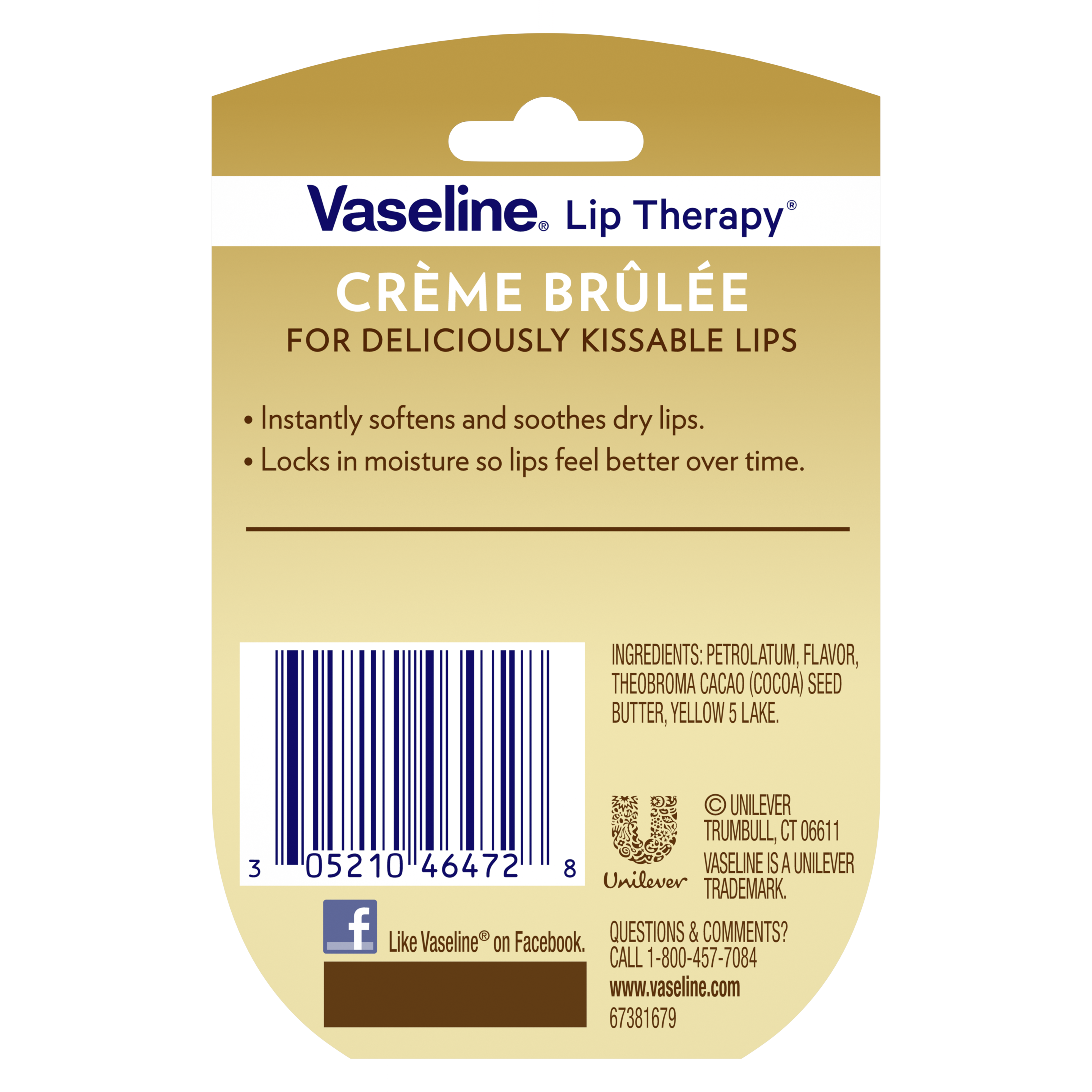 Vaseline® Lip Therapy® Crème Brûlée Mini back of pack packaging