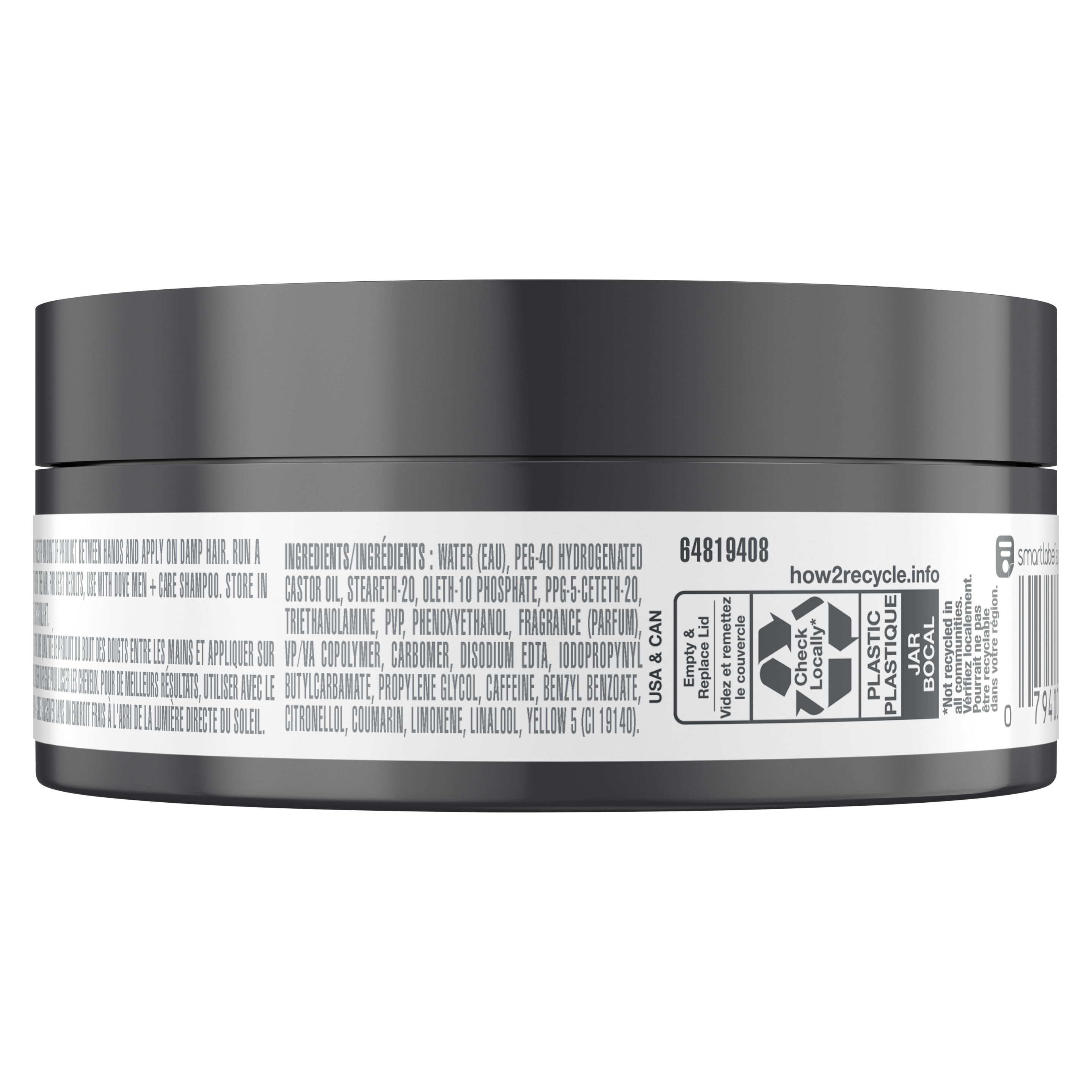 Dove Men+Care Medium Hold Polishing Pomade Front of Pack