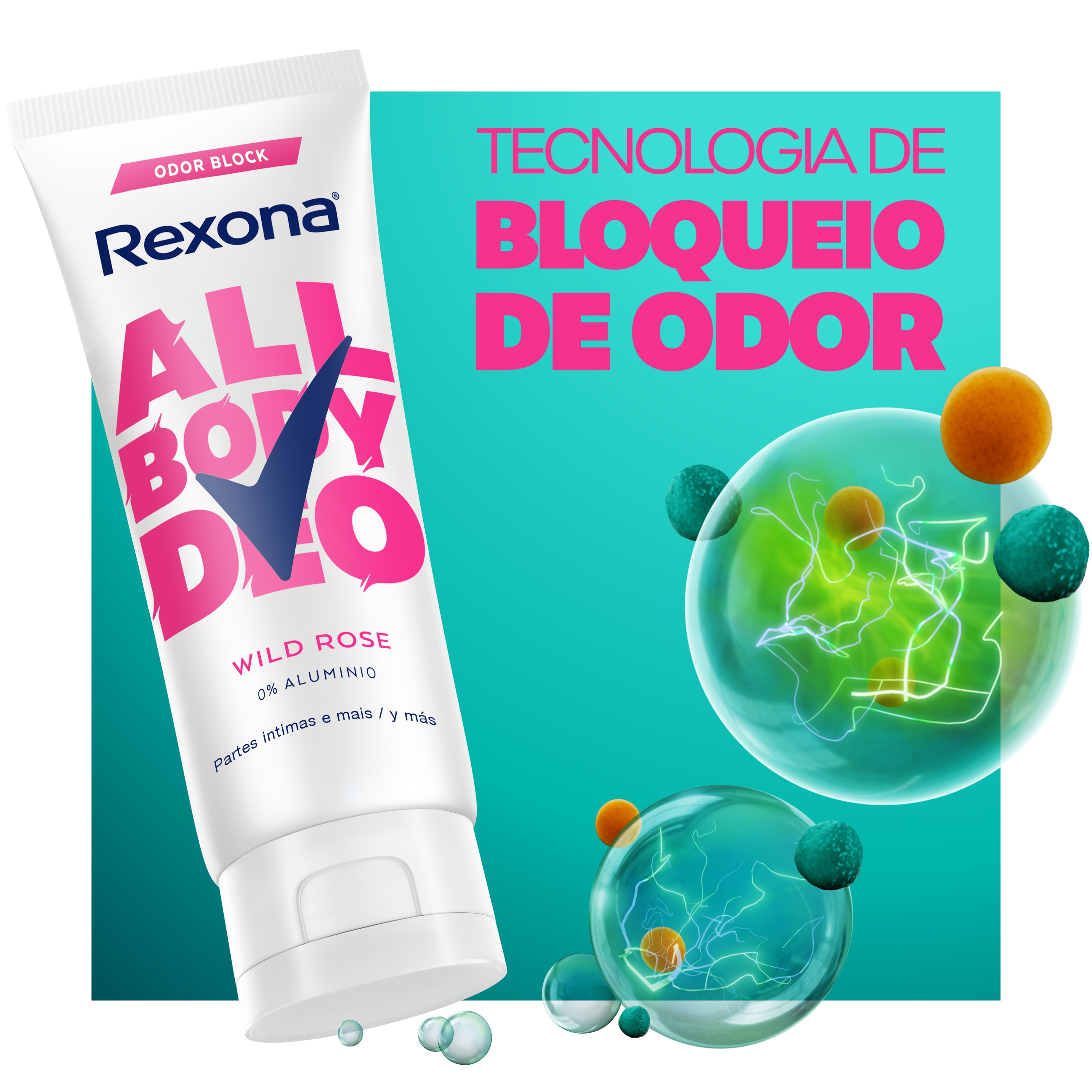 Desodorante Corporal Creme Feminino Rexona All Body Deo Wild Rose 75g