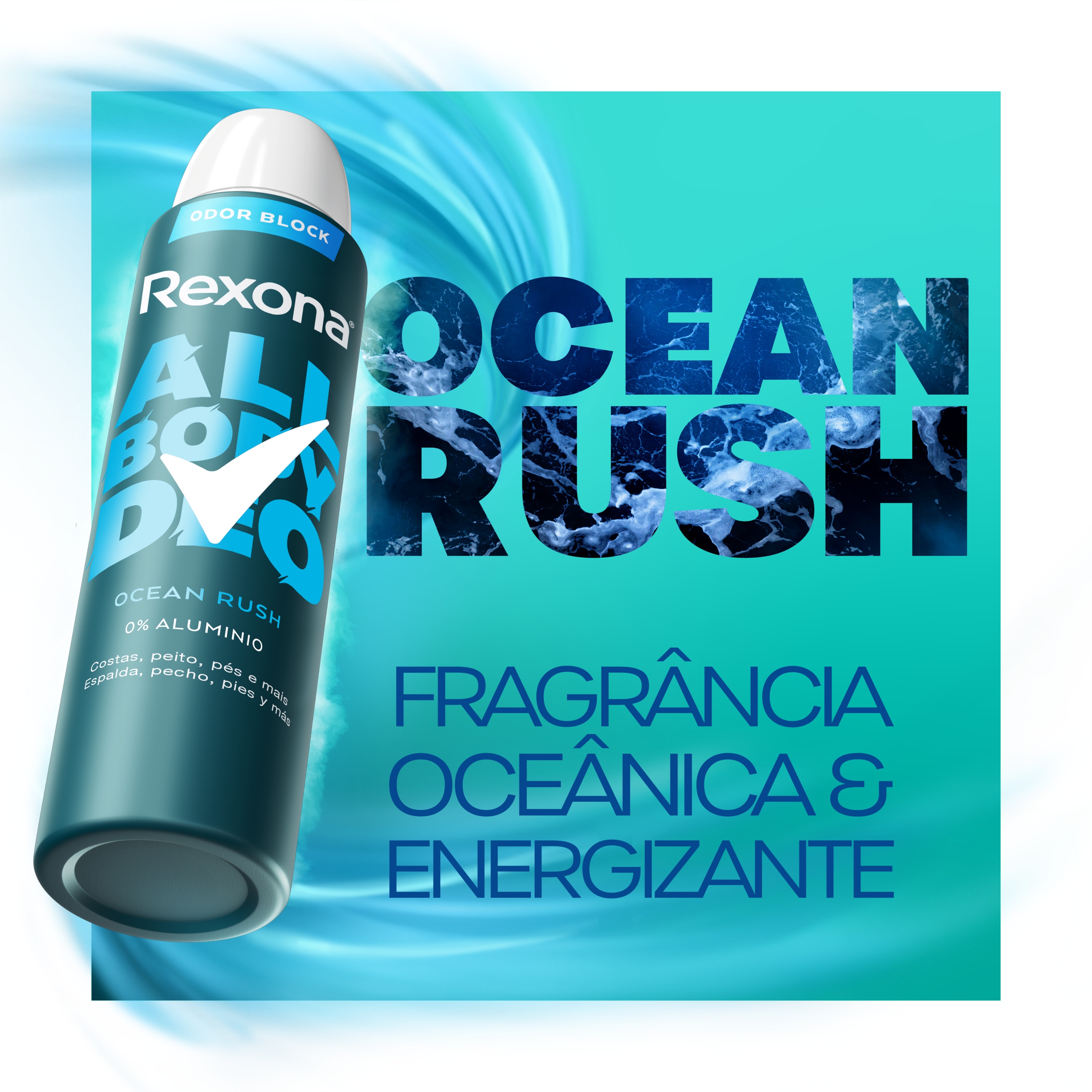 Desodorante Corporal Aerosol Masculino Rexona All Body Deo Ocean Rush 150ml