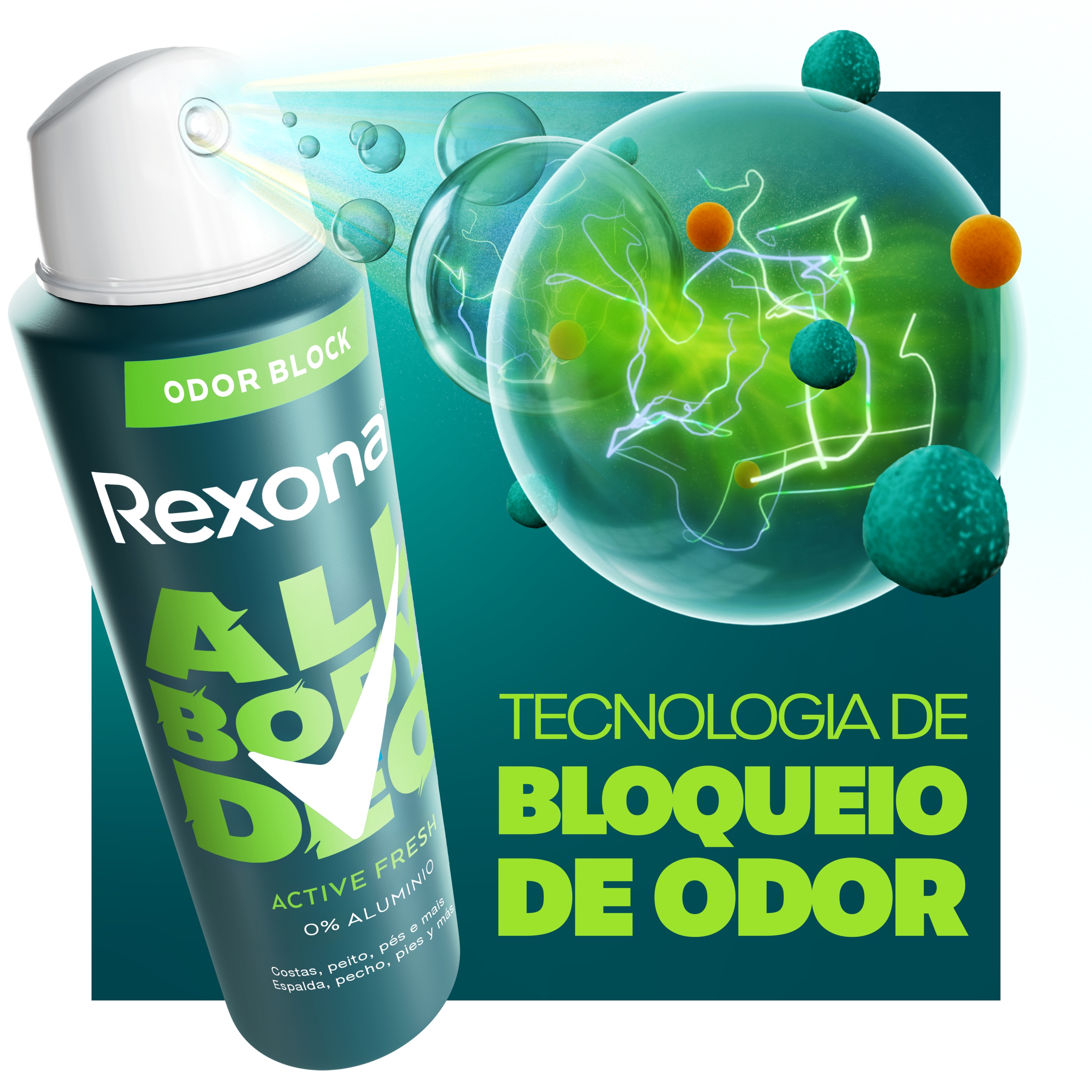 Desodorante Corporal Aerosol Masculino Rexona All Body Deo Active Fresh 150ml