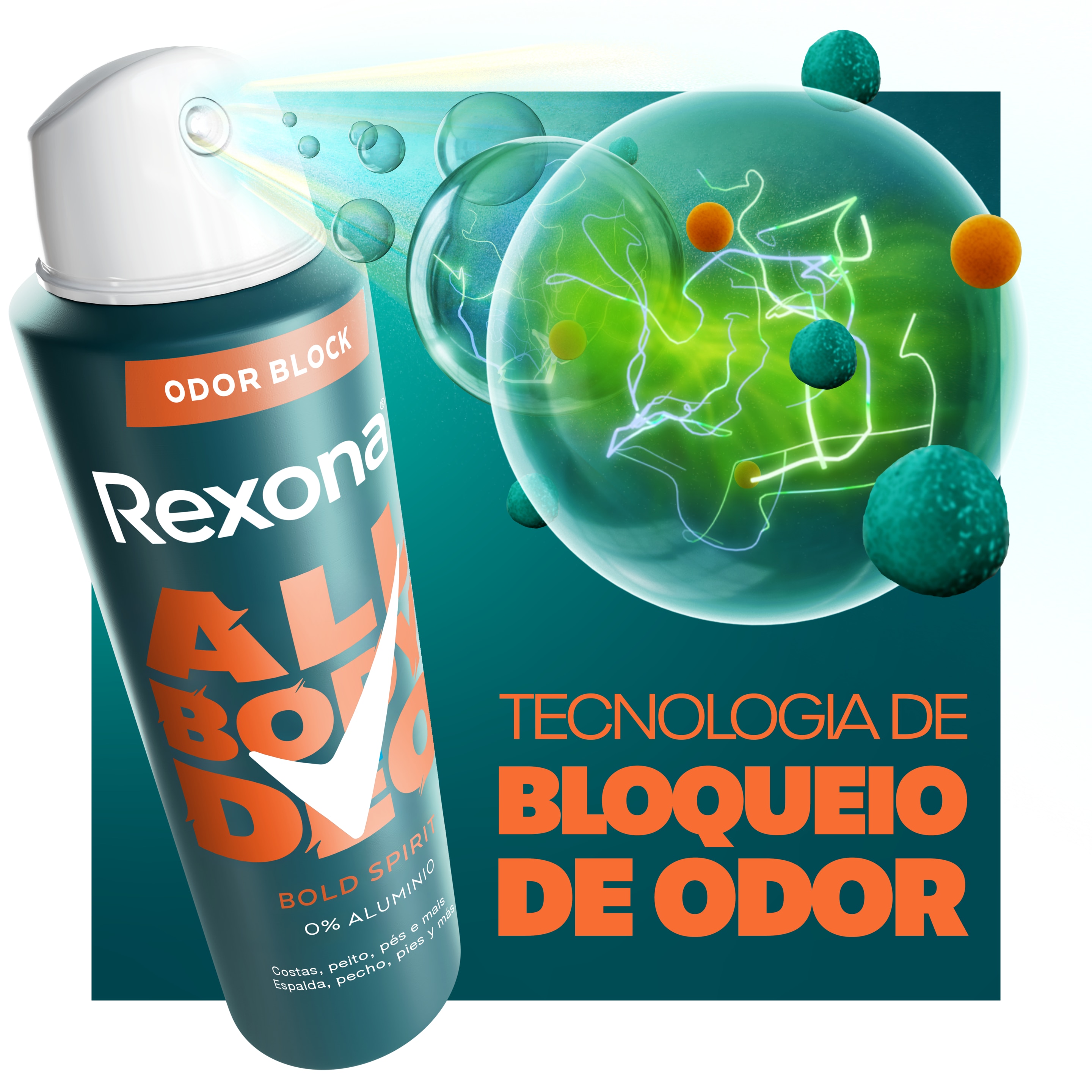 Desodorante Corporal Aerosol Masculino Rexona All Body Deo Bold Spirit 150ml